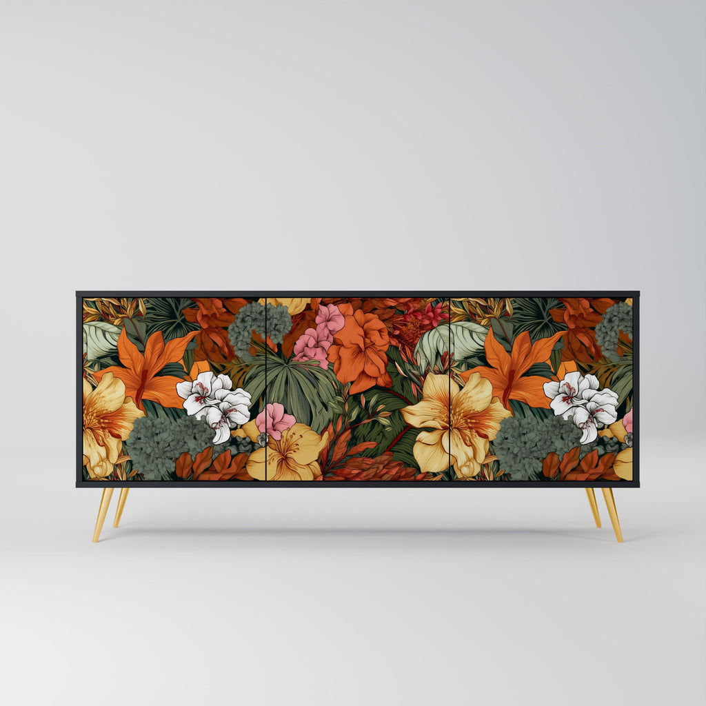 Buffet 3 portes RADIANT FLORA finition noire