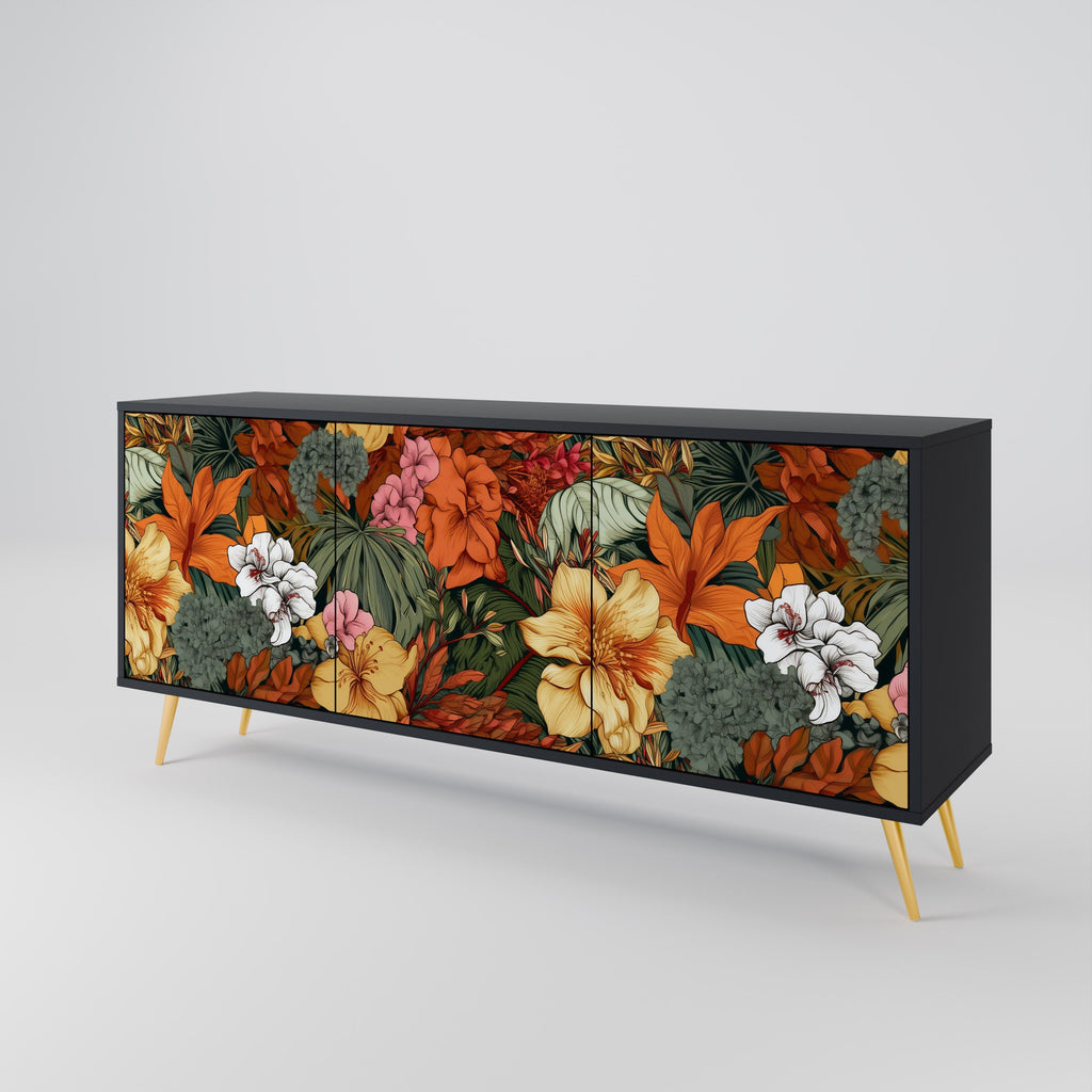 Buffet 3 portes RADIANT FLORA finition noire