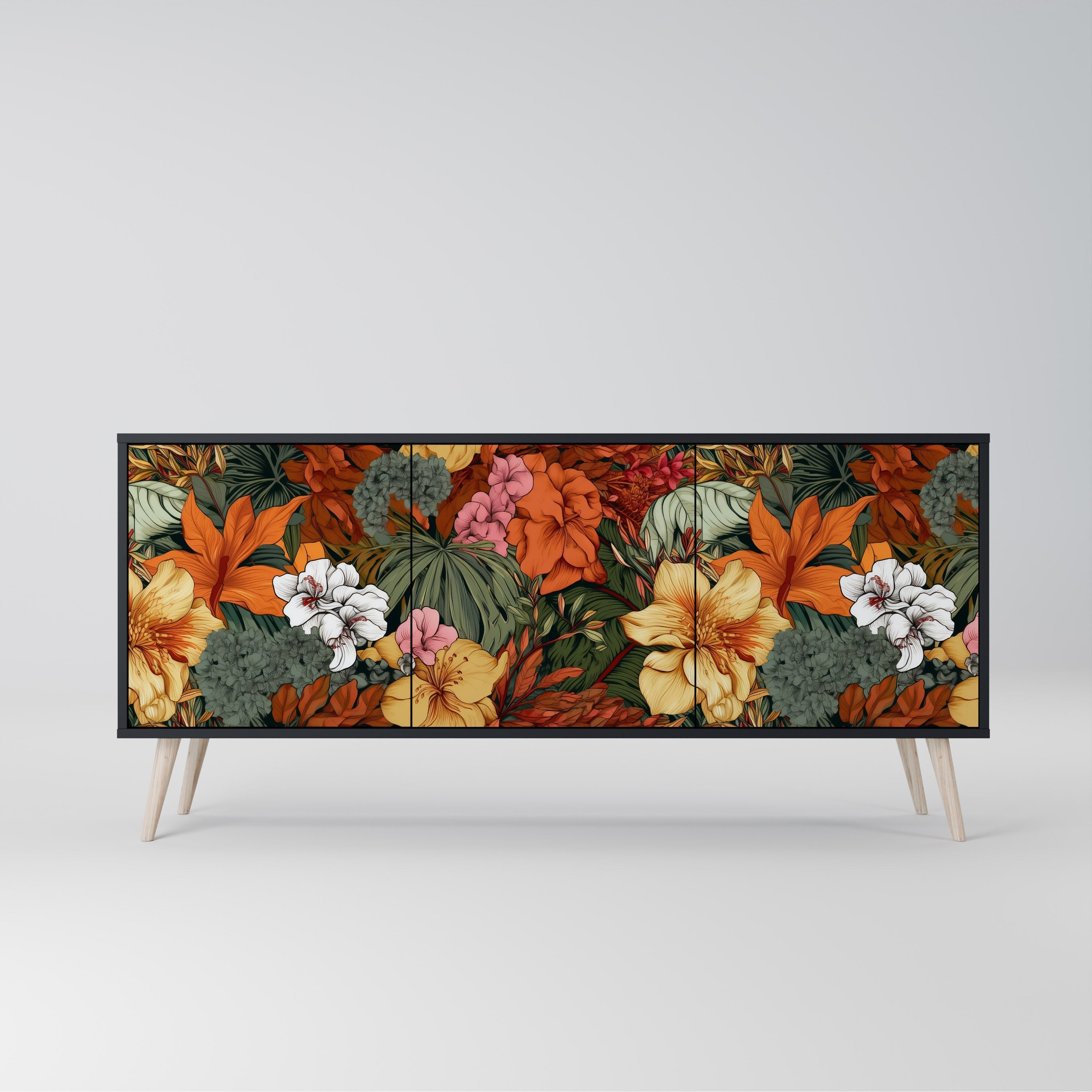 Buffet 3 portes RADIANT FLORA finition noire