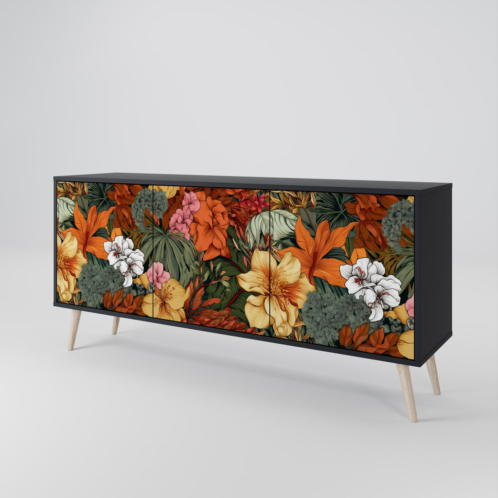 Buffet 3 portes RADIANT FLORA finition noire