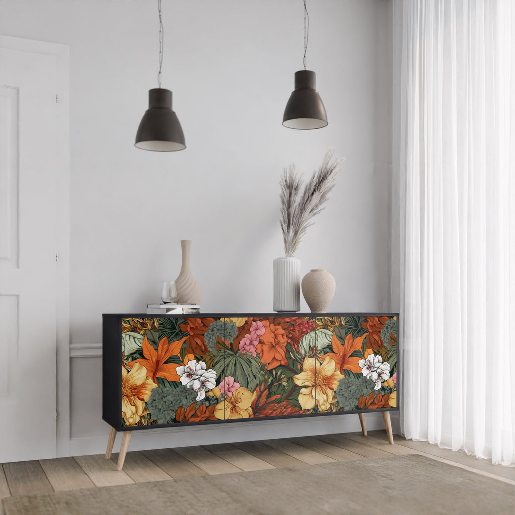 Buffet 3 portes RADIANT FLORA finition noire
