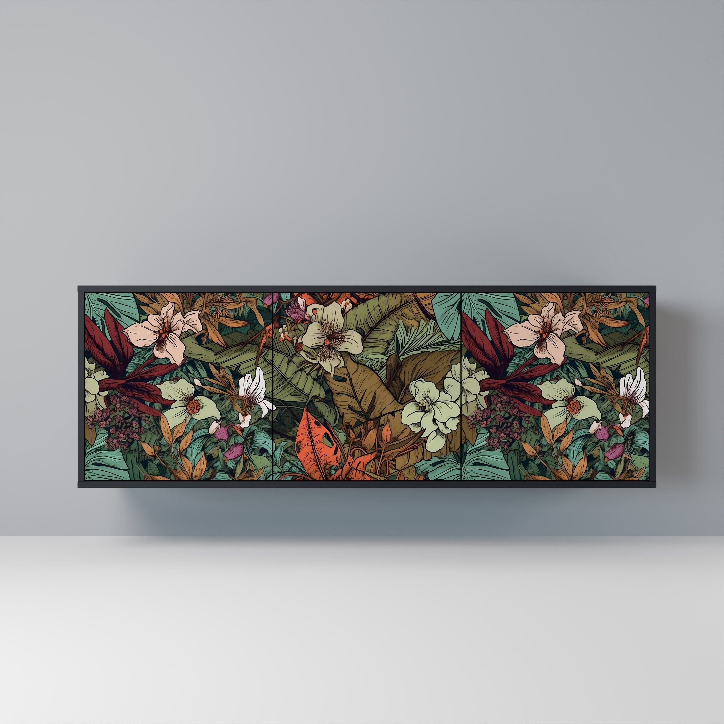 Buffet 3 portes BOTANICAL EMERGENCE en finition noire