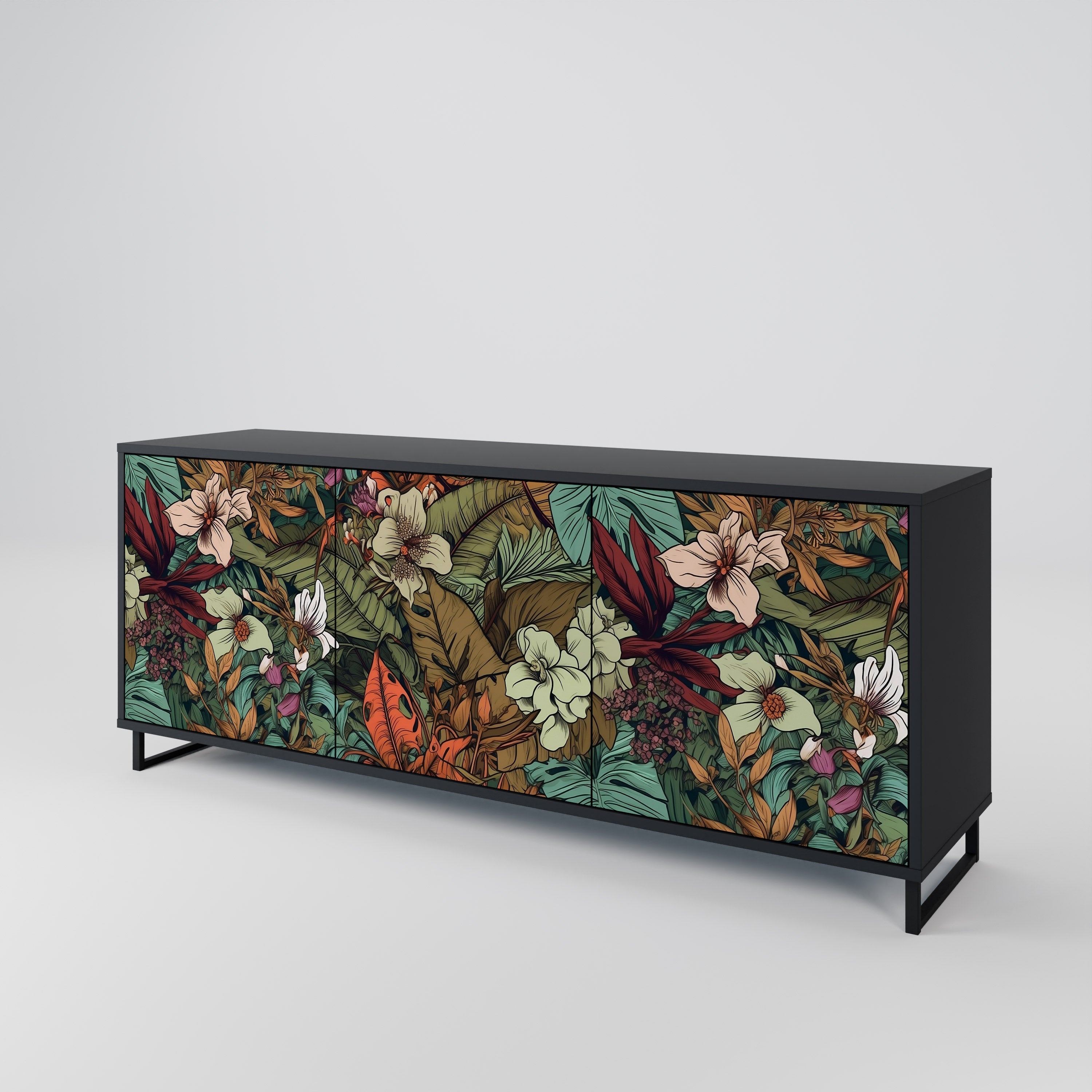 Buffet 3 portes BOTANICAL EMERGENCE en finition noire