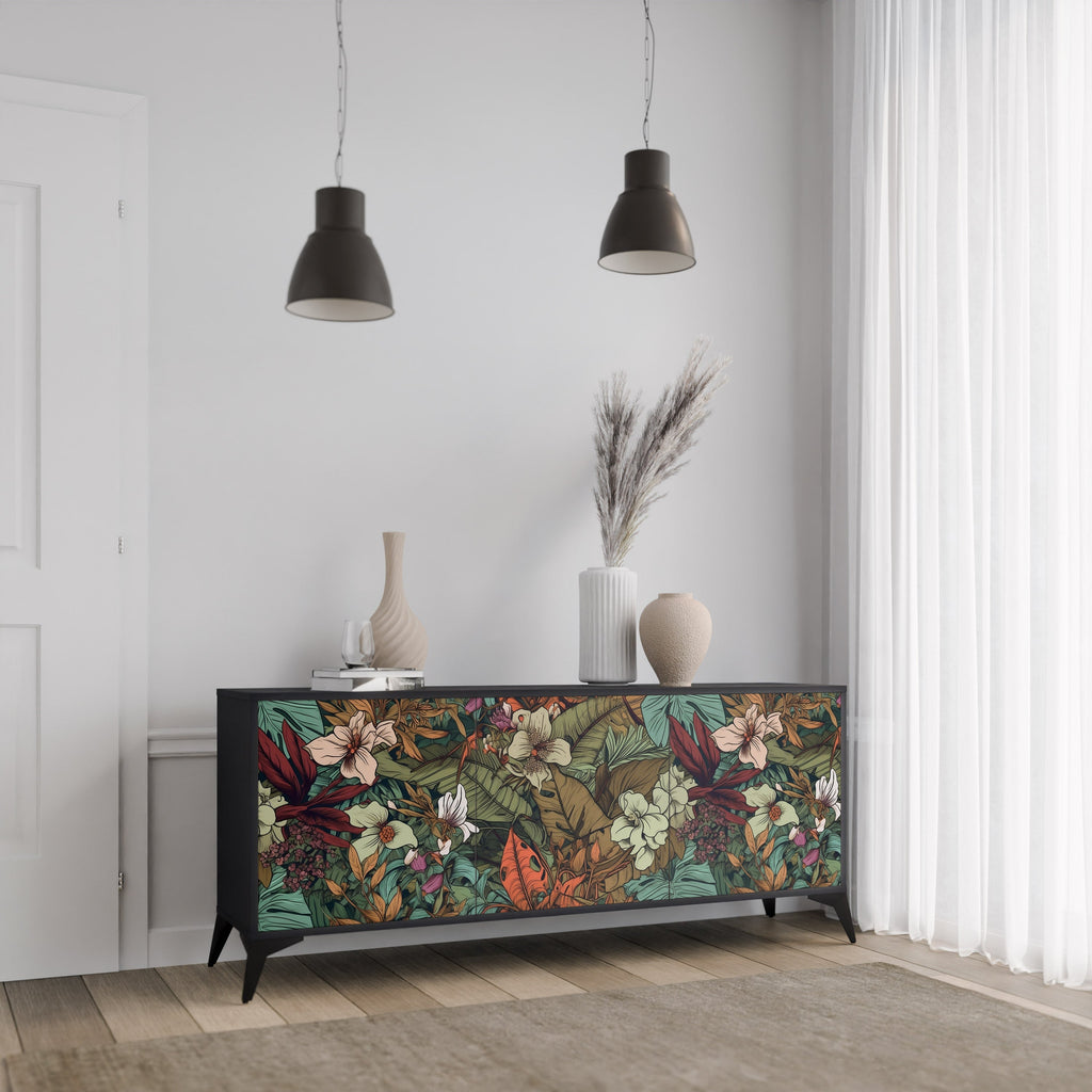 Buffet 3 portes BOTANICAL EMERGENCE en finition noire
