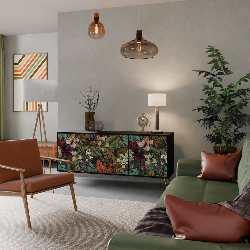 Buffet 3 portes BOTANICAL EMERGENCE en finition noire