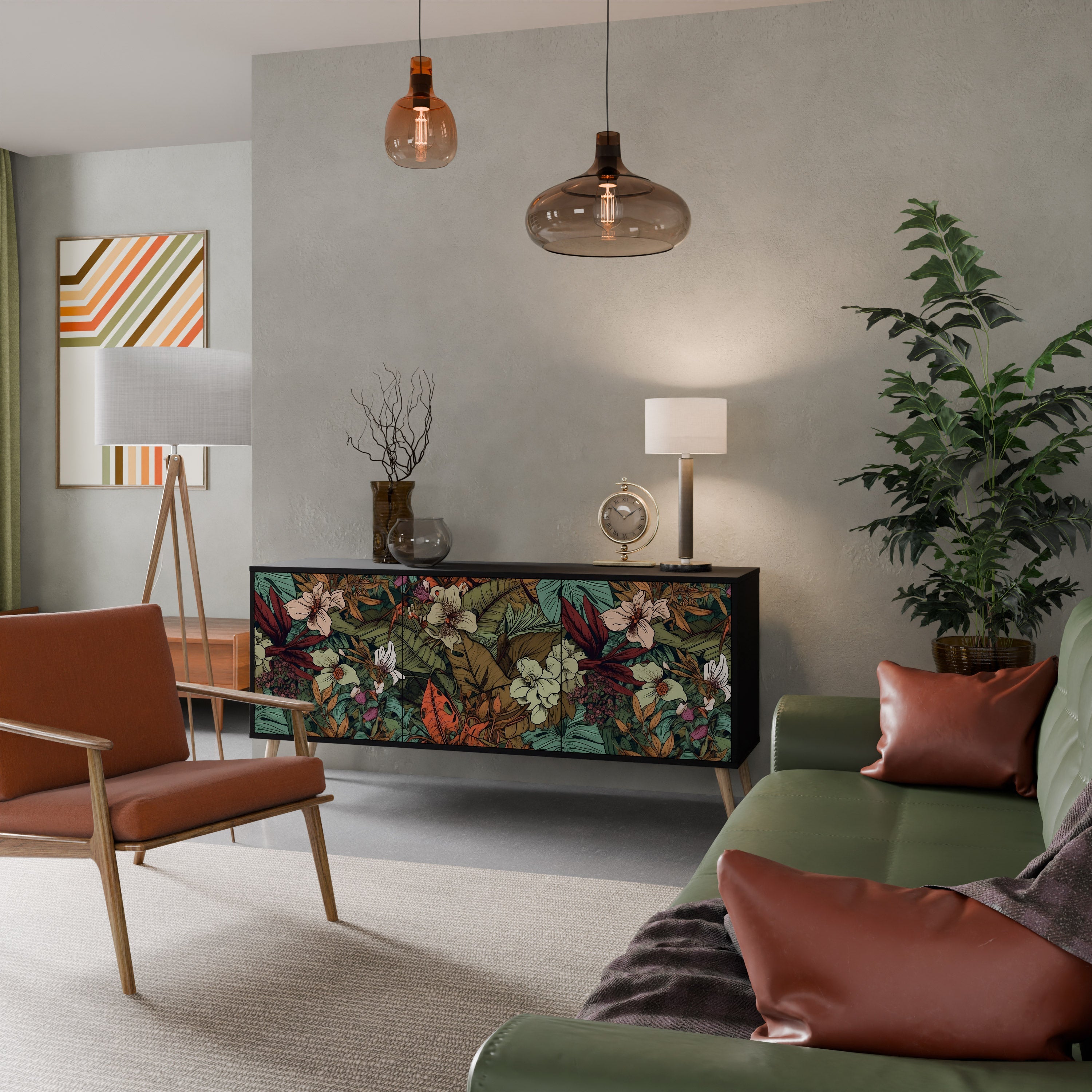 Buffet 3 portes BOTANICAL EMERGENCE en finition noire