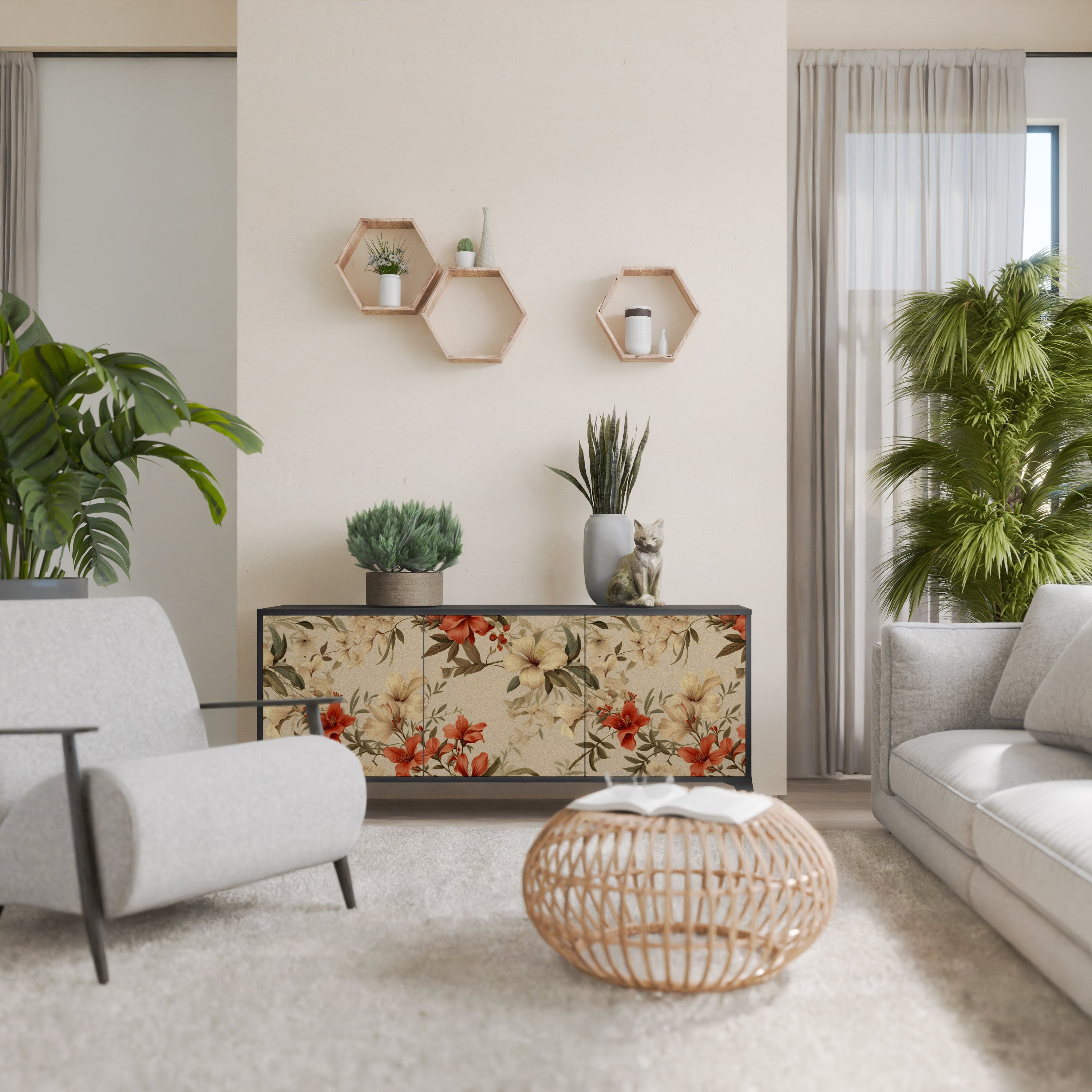 Buffet 3 portes BLOOMING HARMONY finition noire