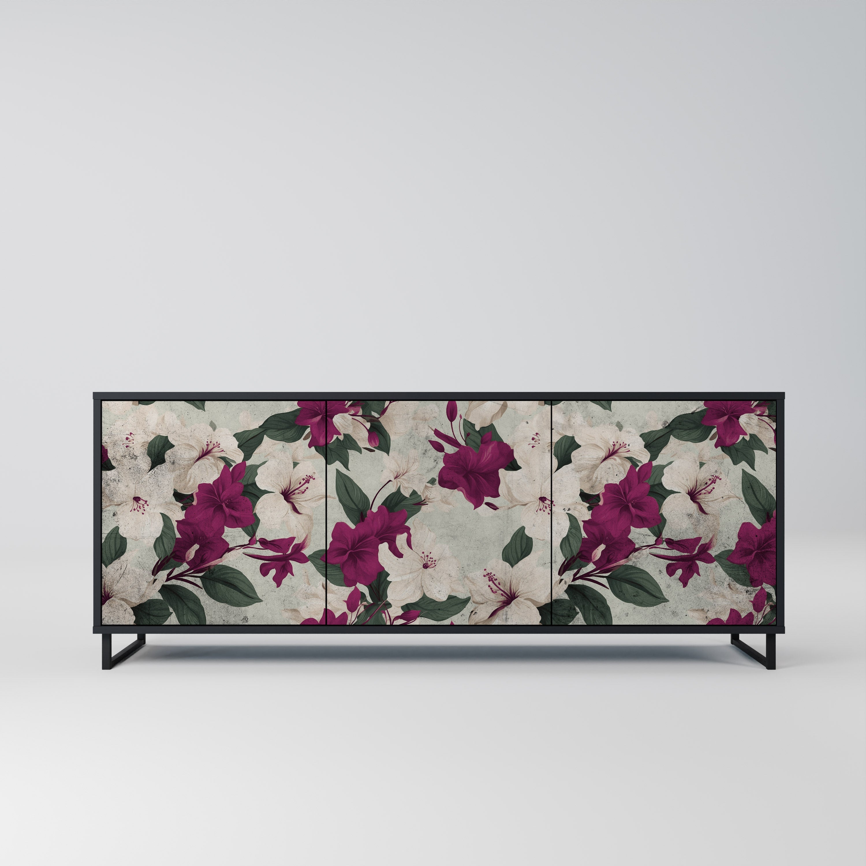 Buffet 3 portes FLOWERET DREAM finition noire