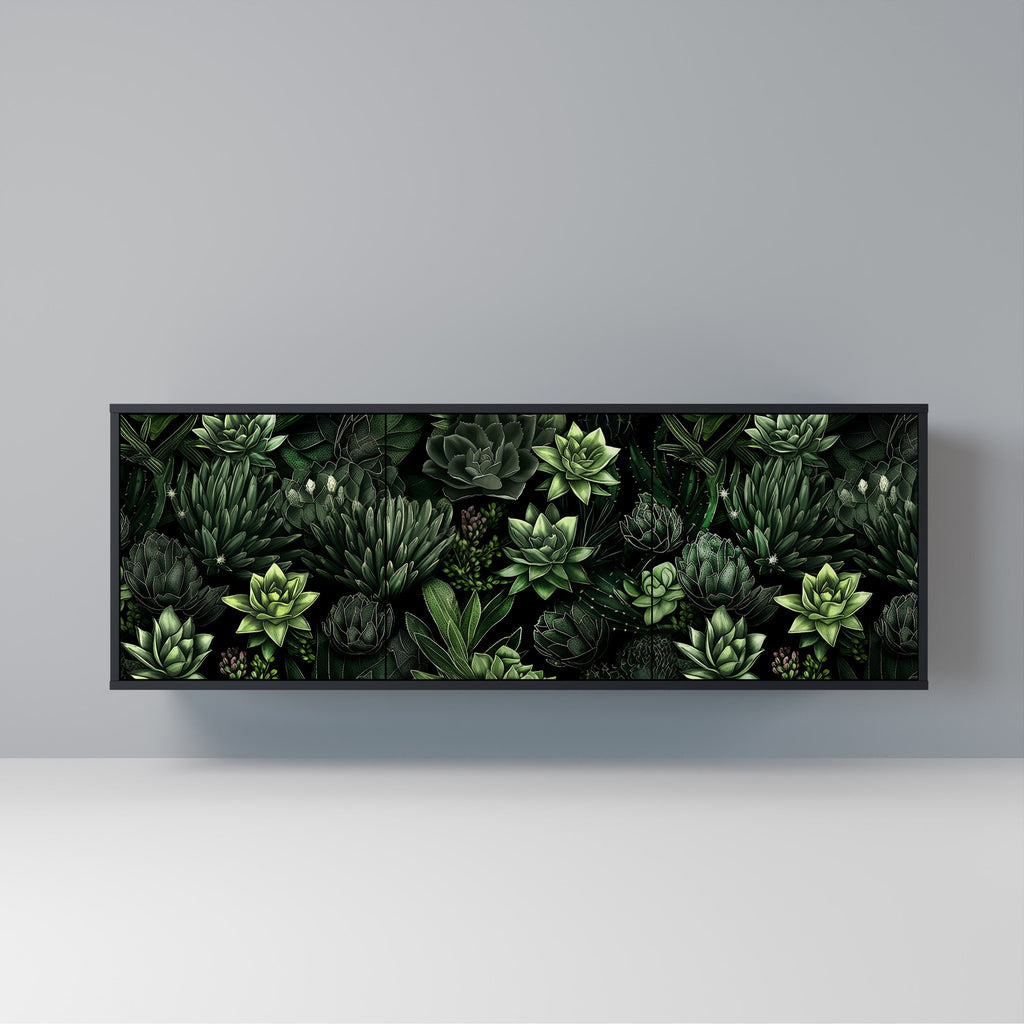 Buffet 3 portes SUCCULENT JUNGLE finition noire