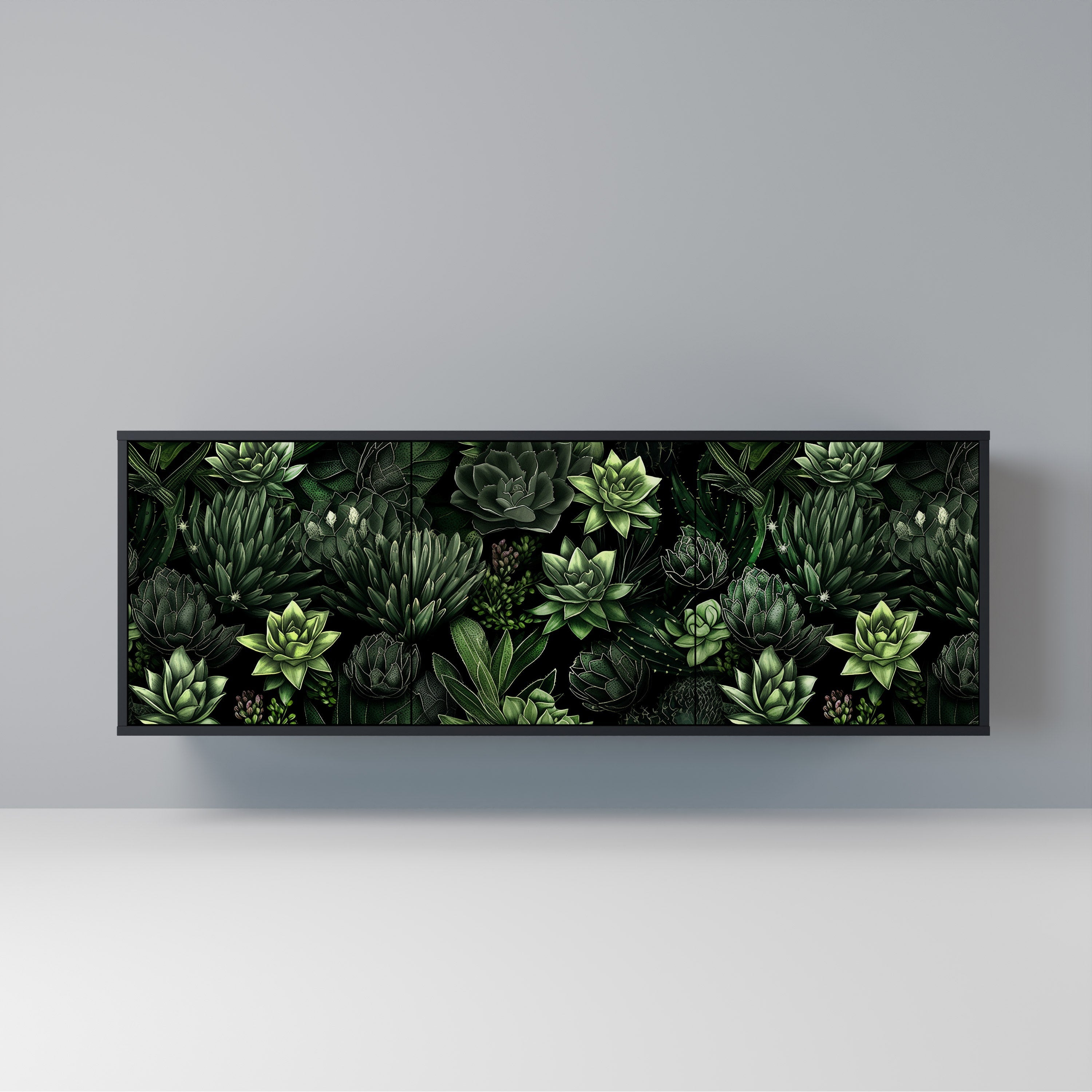 Buffet 3 portes SUCCULENT JUNGLE finition noire