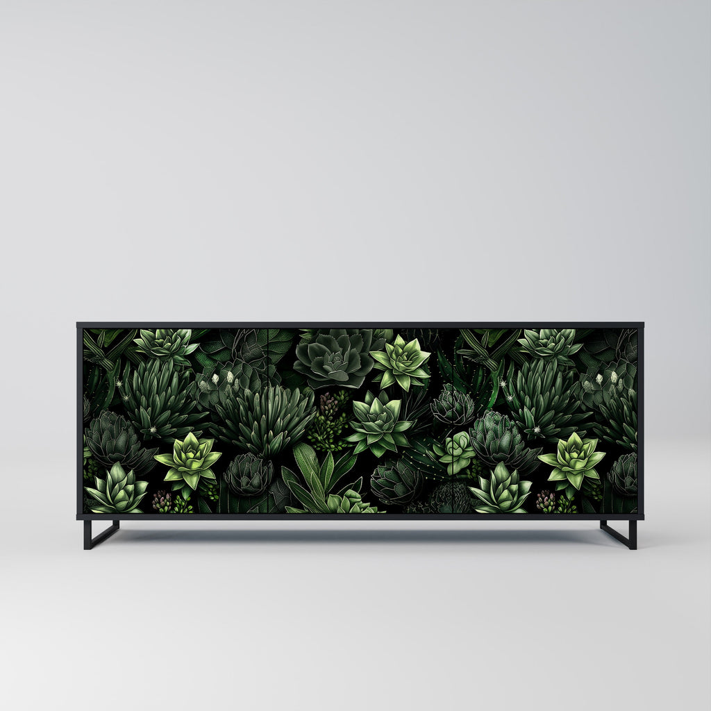 Buffet 3 portes SUCCULENT JUNGLE finition noire