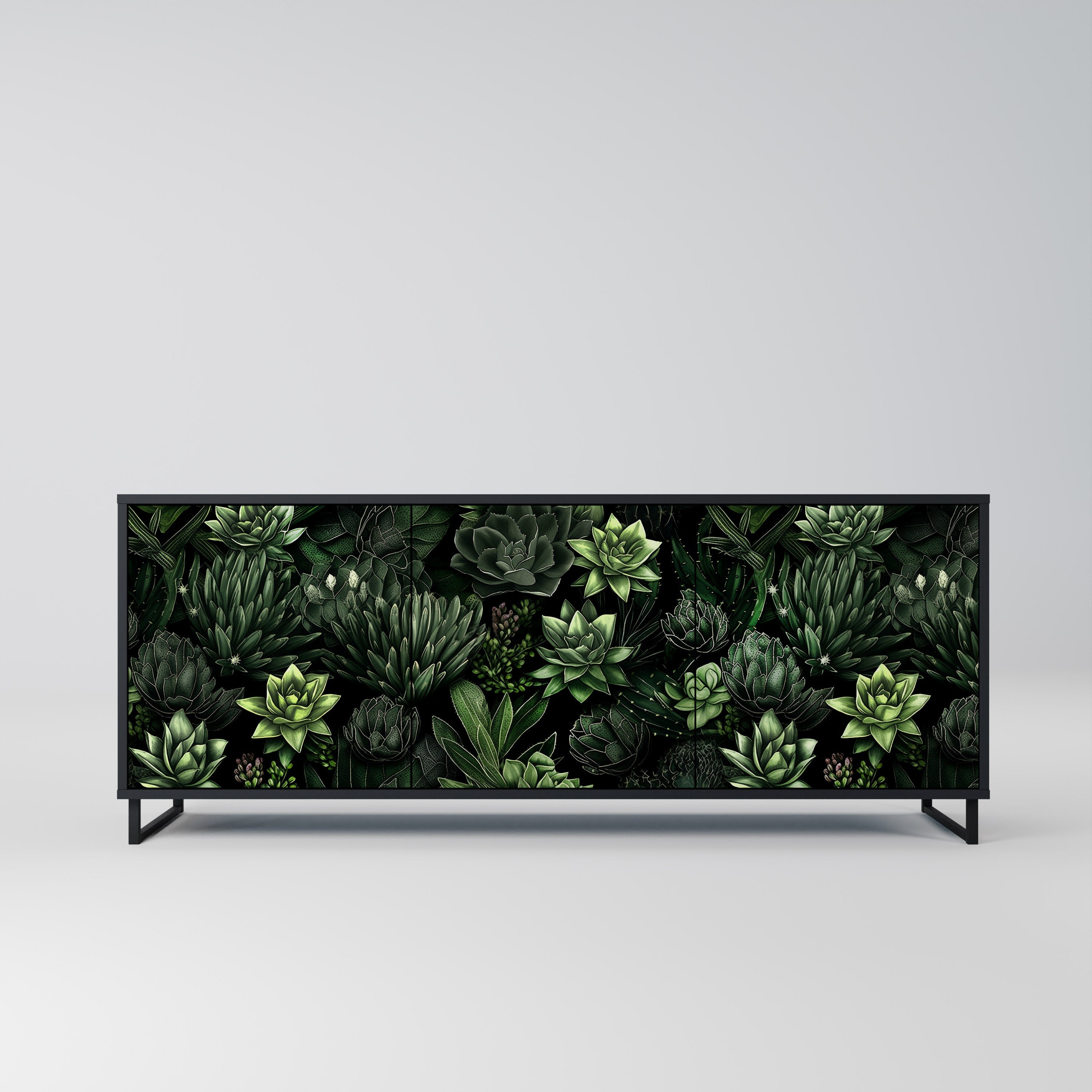 Buffet 3 portes SUCCULENT JUNGLE finition noire
