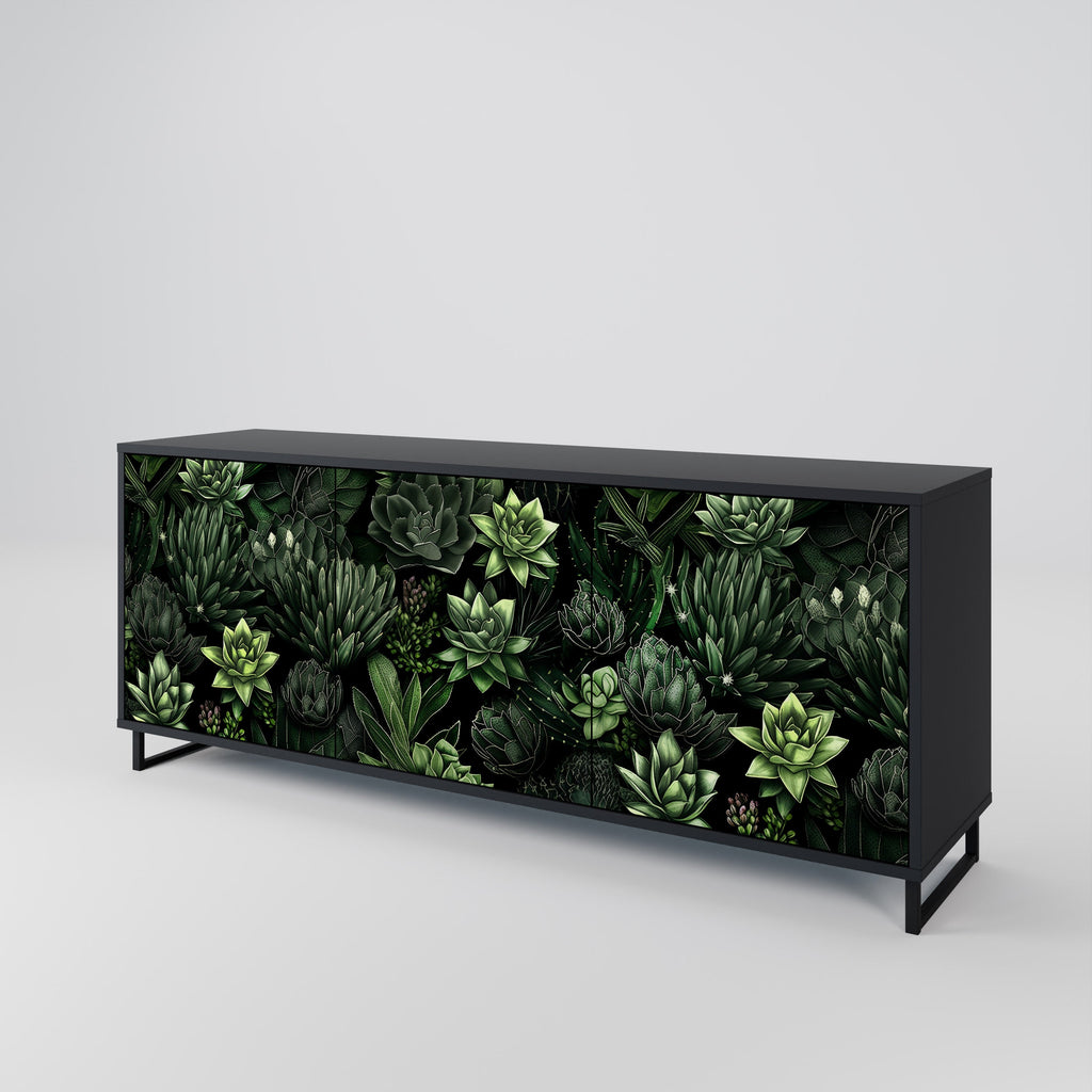 Buffet 3 portes SUCCULENT JUNGLE finition noire