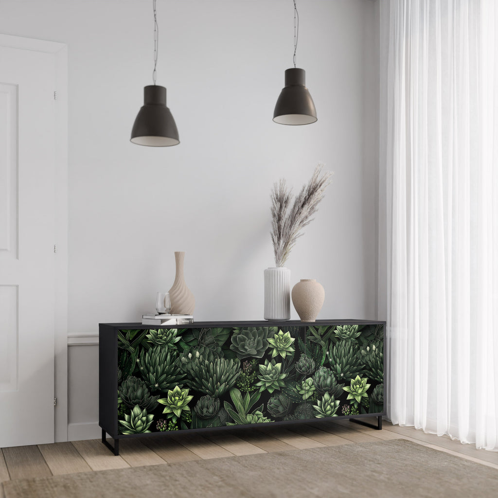 Buffet 3 portes SUCCULENT JUNGLE finition noire