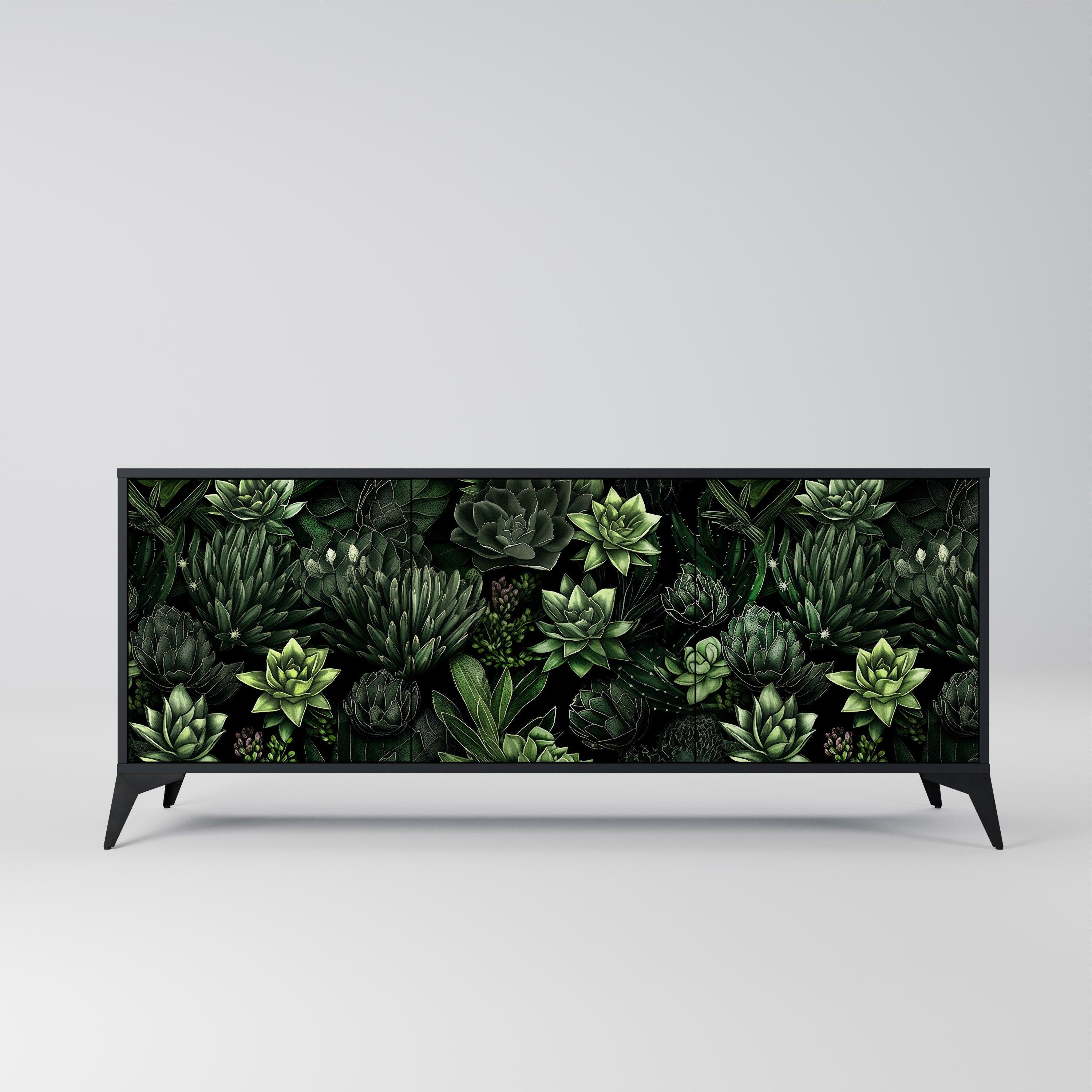 Buffet 3 portes SUCCULENT JUNGLE finition noire