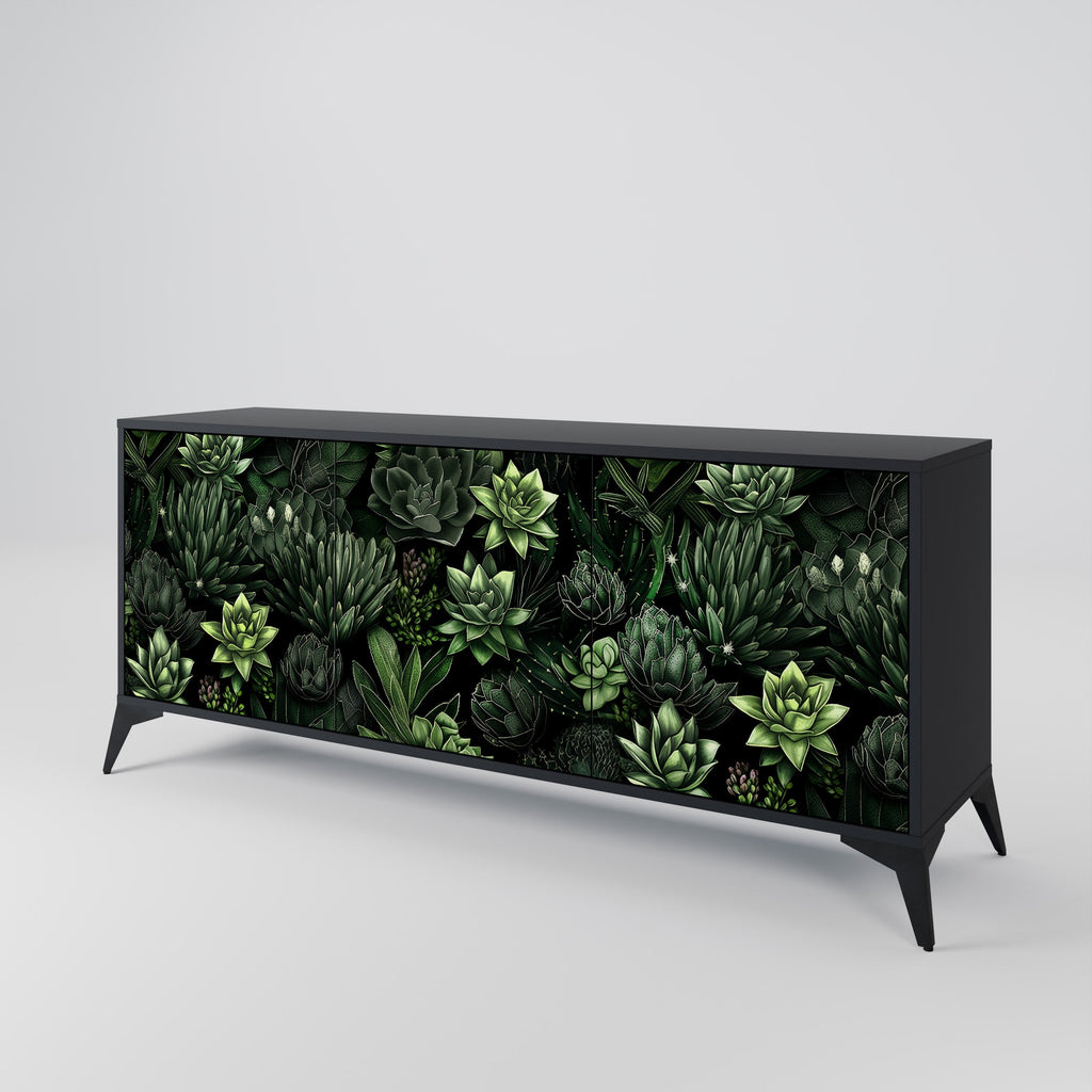 Buffet 3 portes SUCCULENT JUNGLE finition noire
