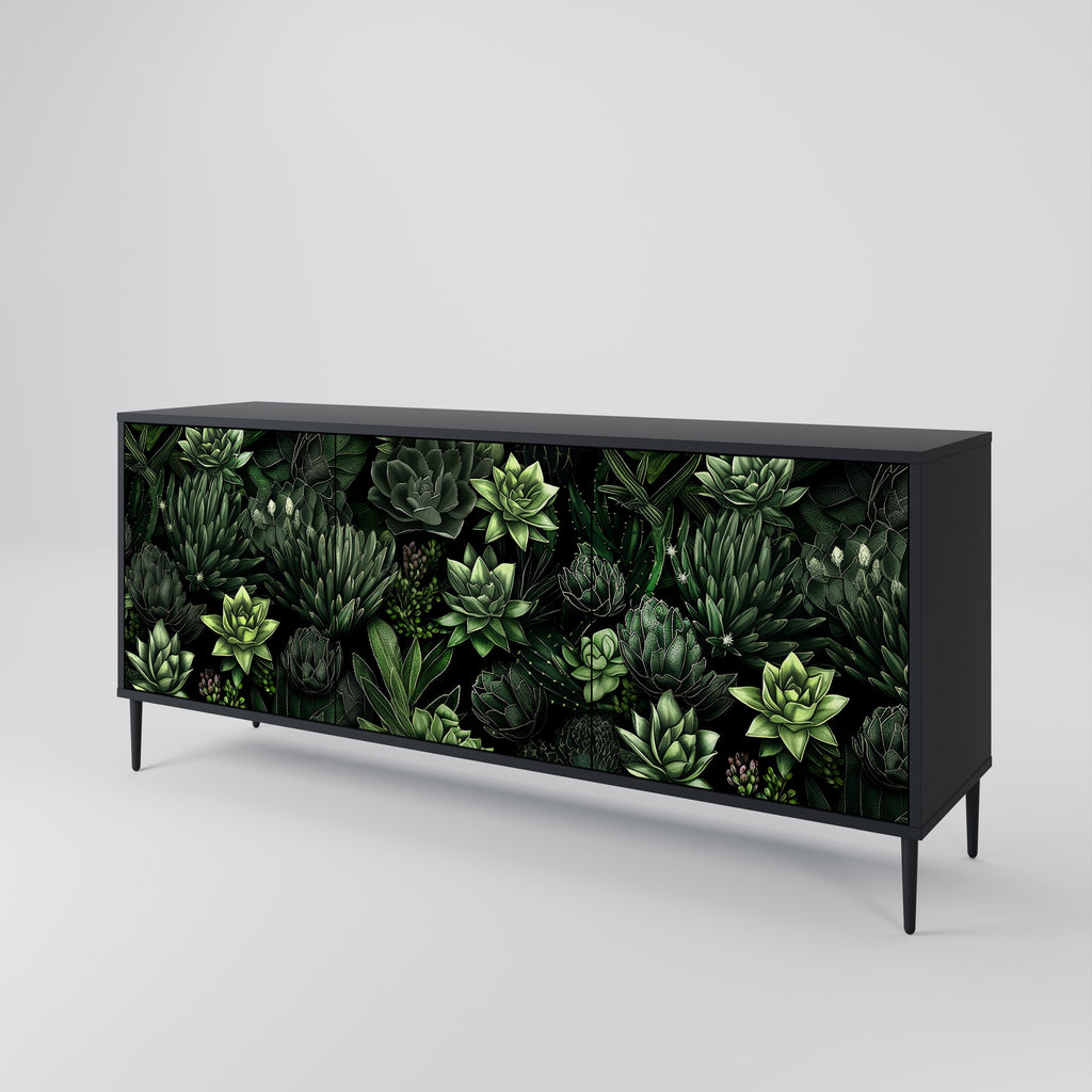 Buffet 3 portes SUCCULENT JUNGLE finition noire