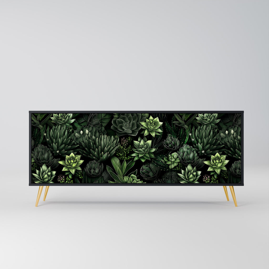 Buffet 3 portes SUCCULENT JUNGLE finition noire