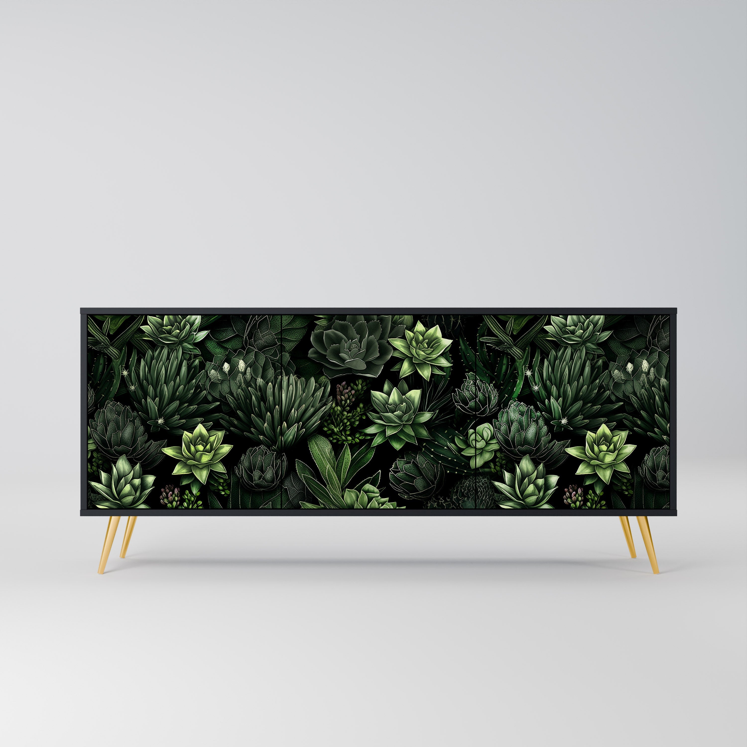 Buffet 3 portes SUCCULENT JUNGLE finition noire