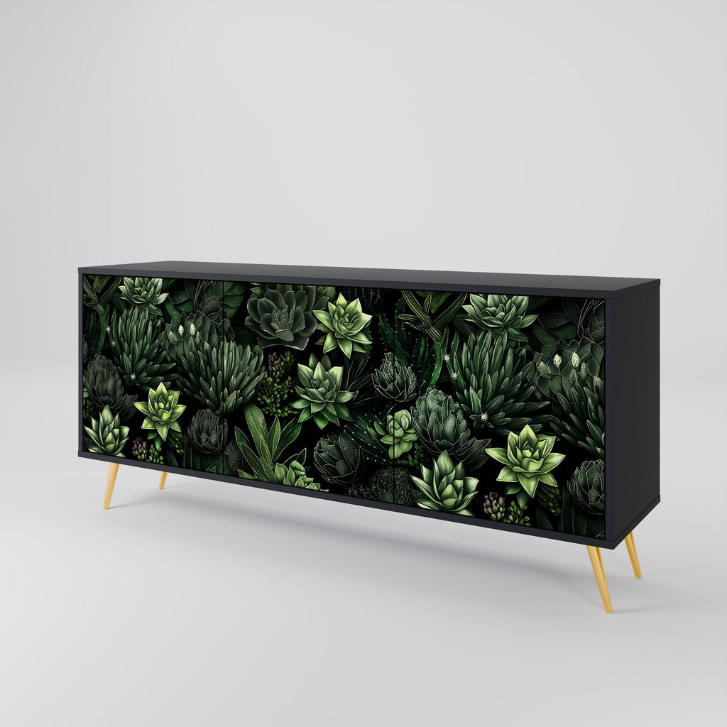 Buffet 3 portes SUCCULENT JUNGLE finition noire
