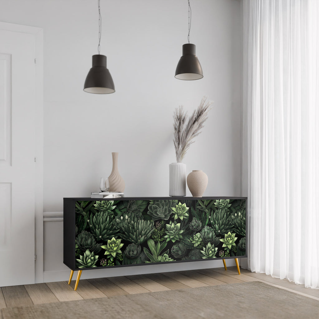 Buffet 3 portes SUCCULENT JUNGLE finition noire