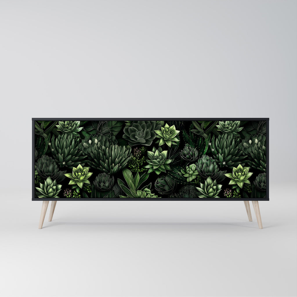 Buffet 3 portes SUCCULENT JUNGLE finition noire