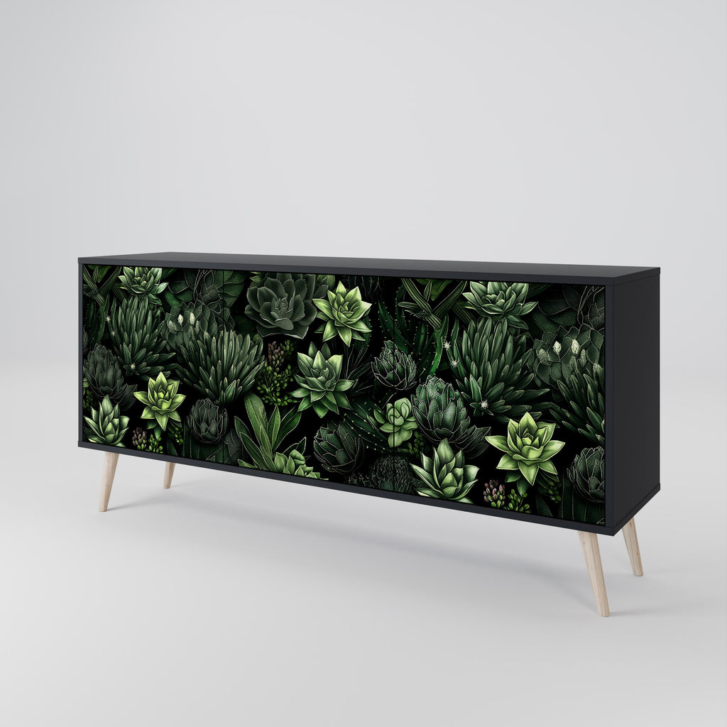 Buffet 3 portes SUCCULENT JUNGLE finition noire