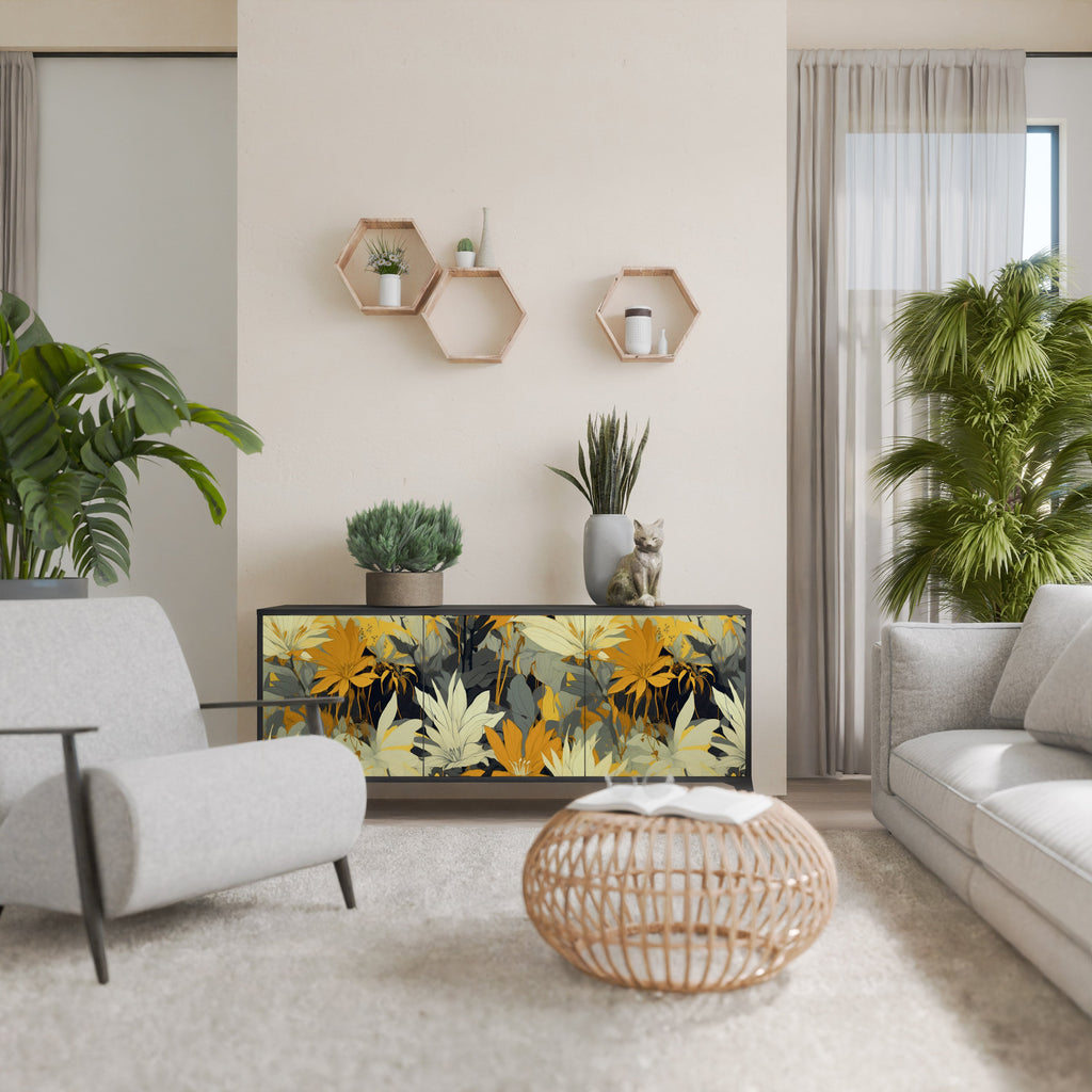 Buffet 3 portes SUNKISSED LILY finition noire