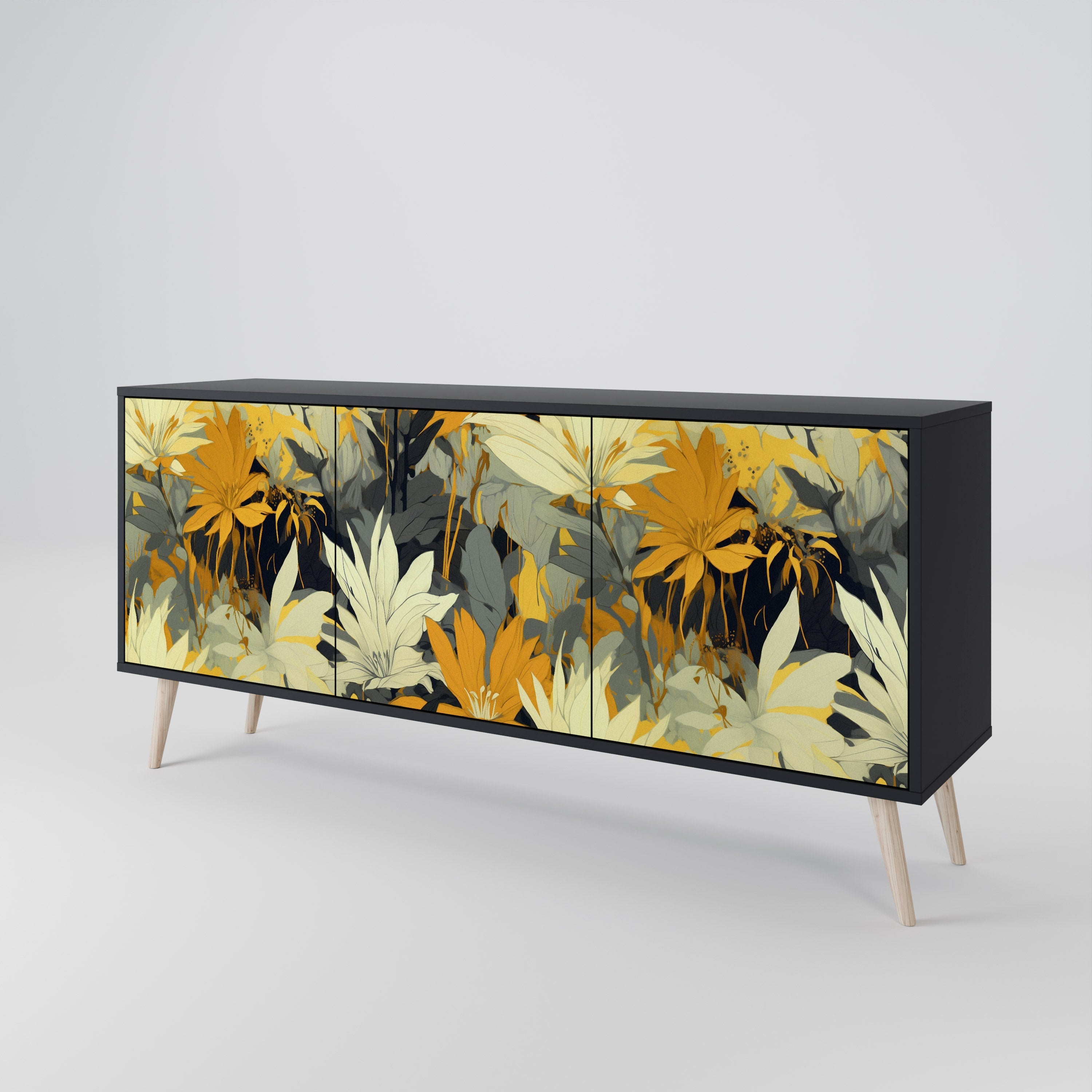 Buffet 3 portes SUNKISSED LILY finition noire