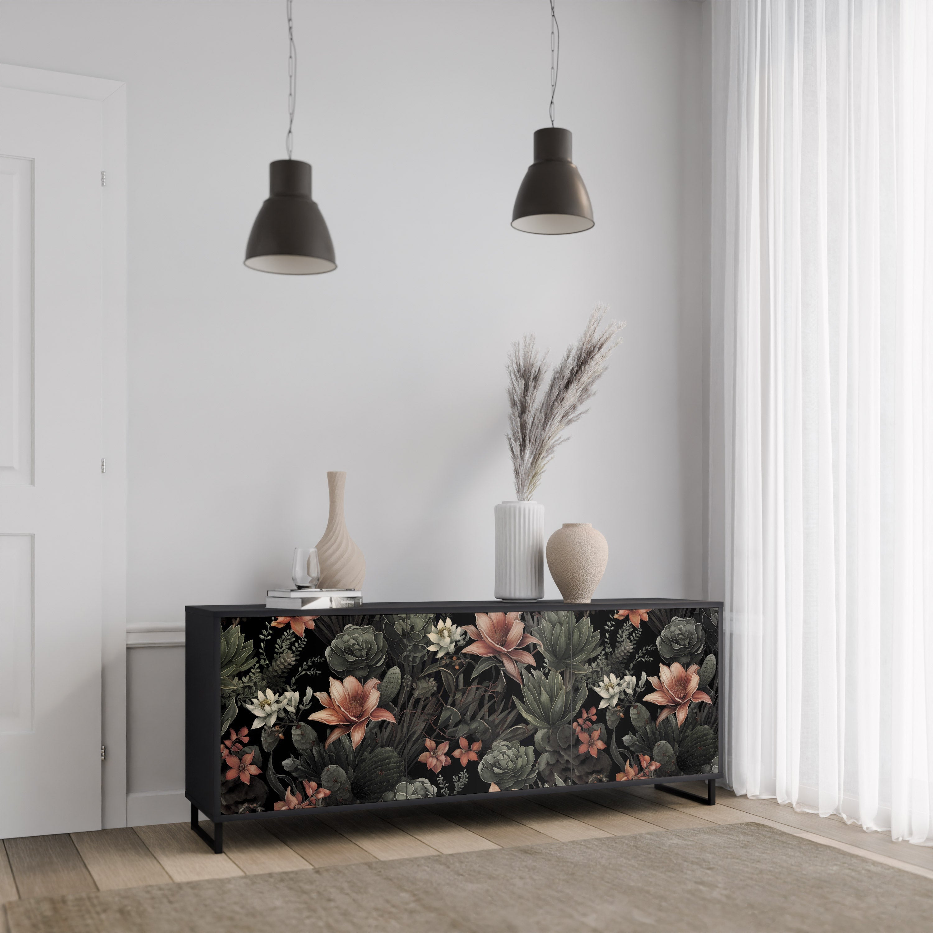 Buffet 3 portes SECRET VERDURE finition noire