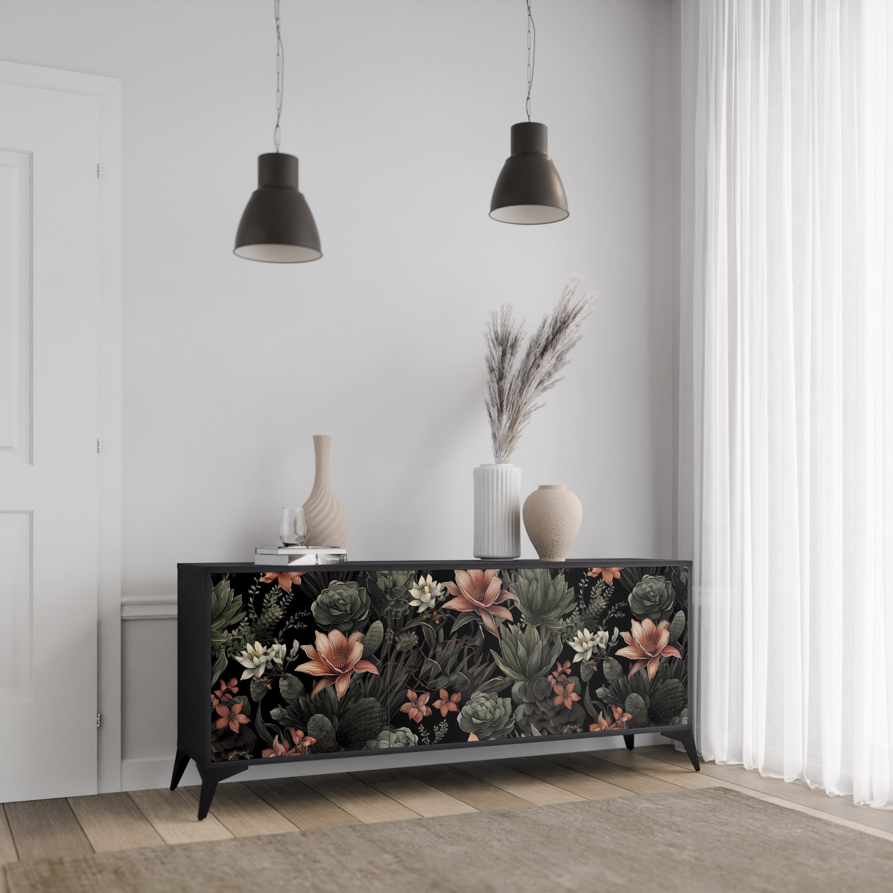 Buffet 3 portes SECRET VERDURE finition noire