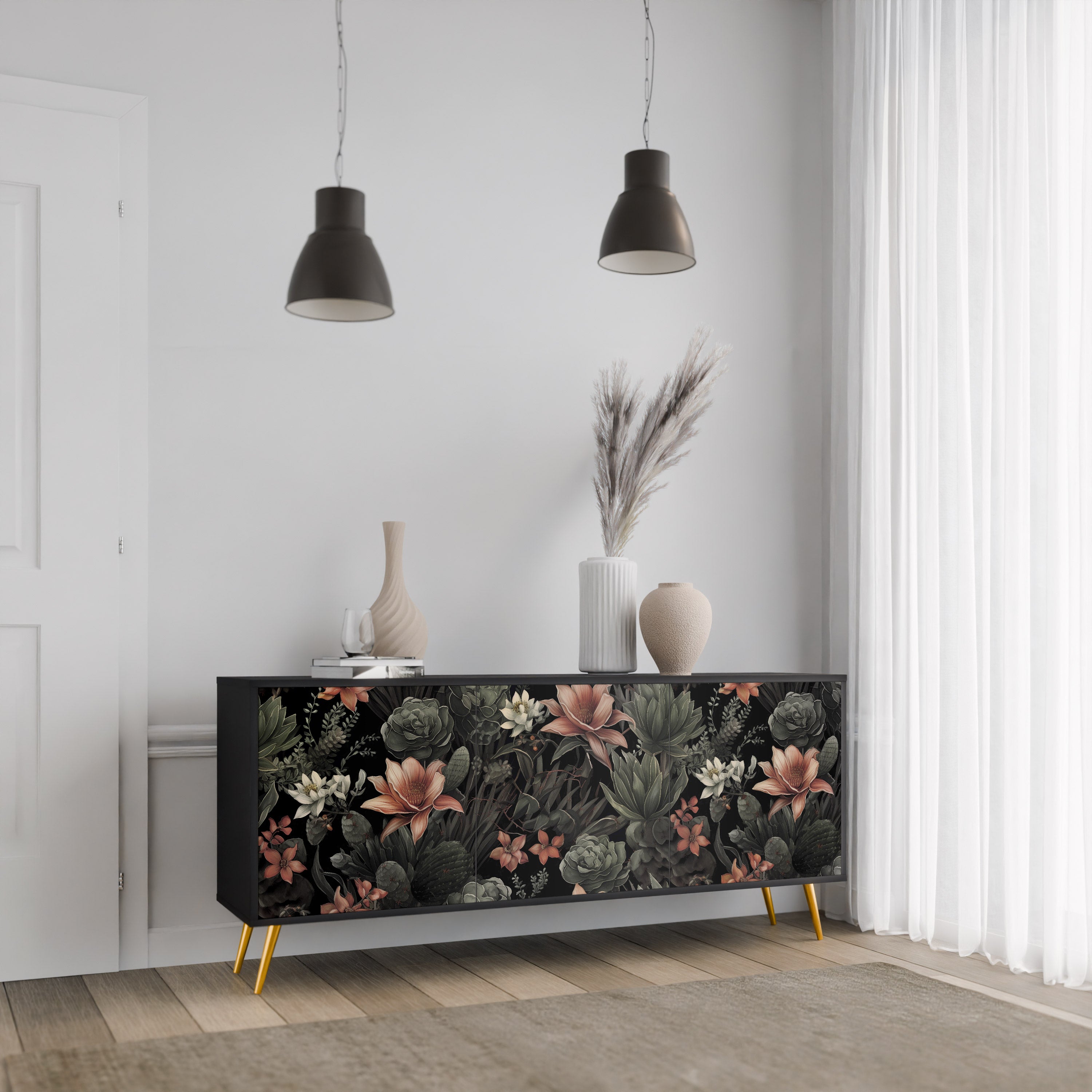 Buffet 3 portes SECRET VERDURE finition noire