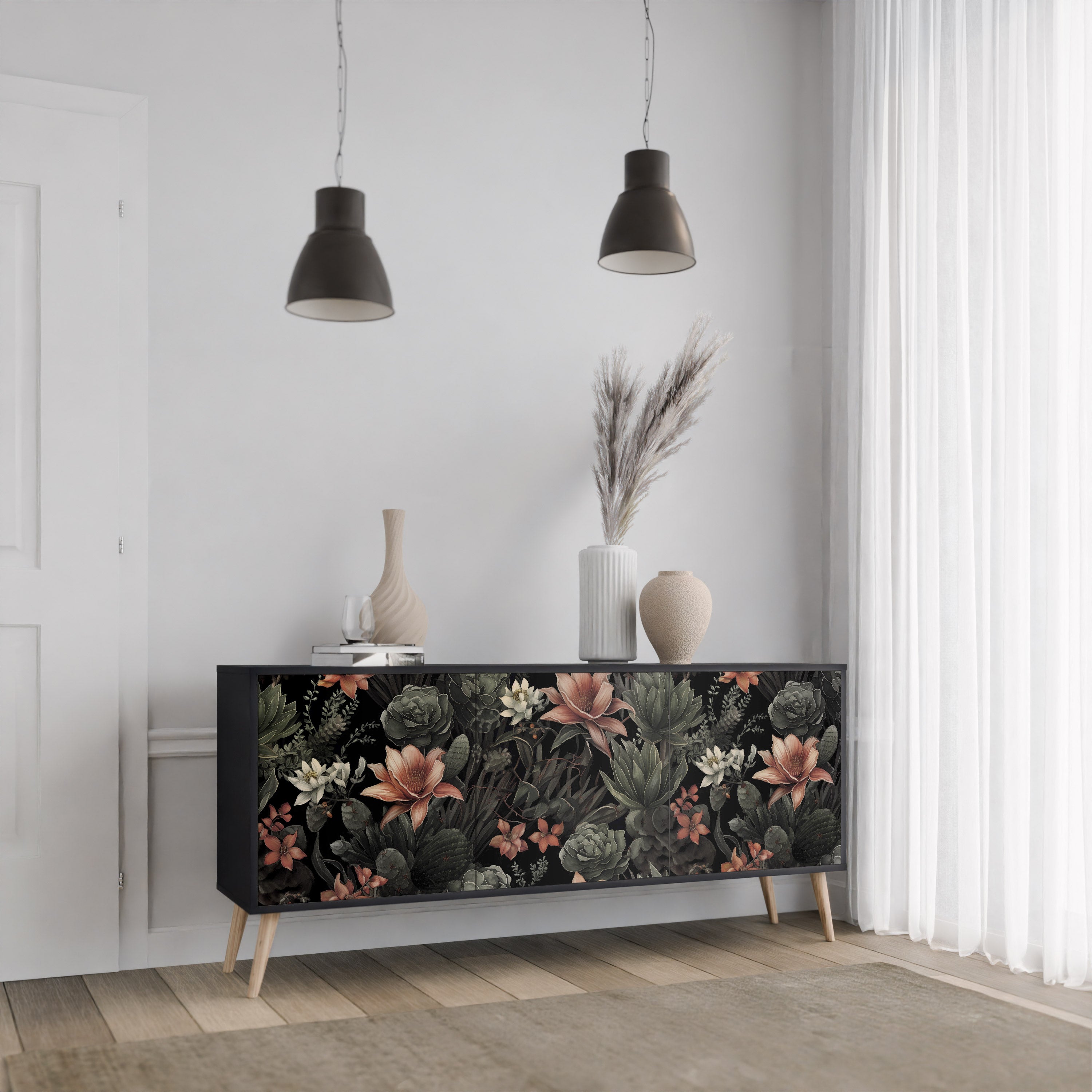 Buffet 3 portes SECRET VERDURE finition noire