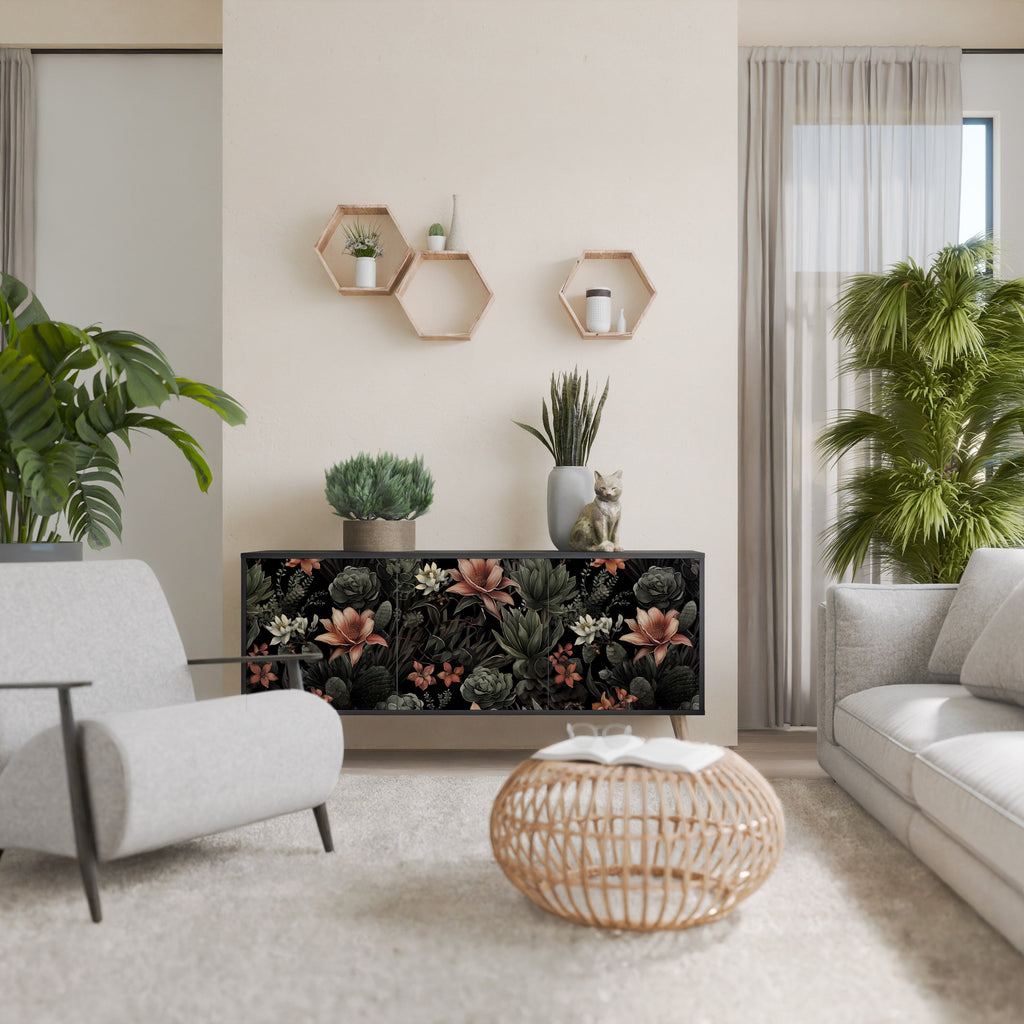 Buffet 3 portes SECRET VERDURE finition noire