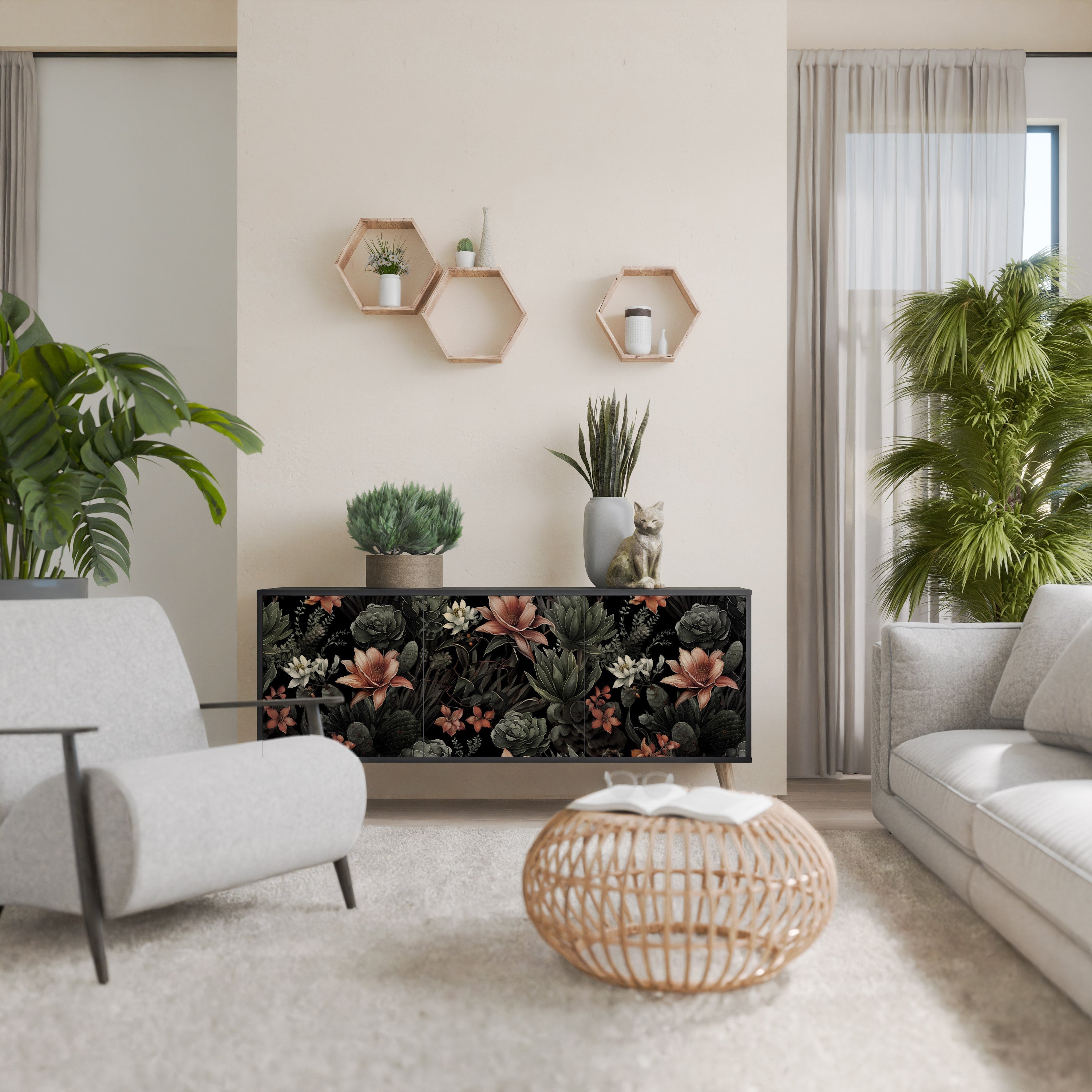 Buffet 3 portes SECRET VERDURE finition noire