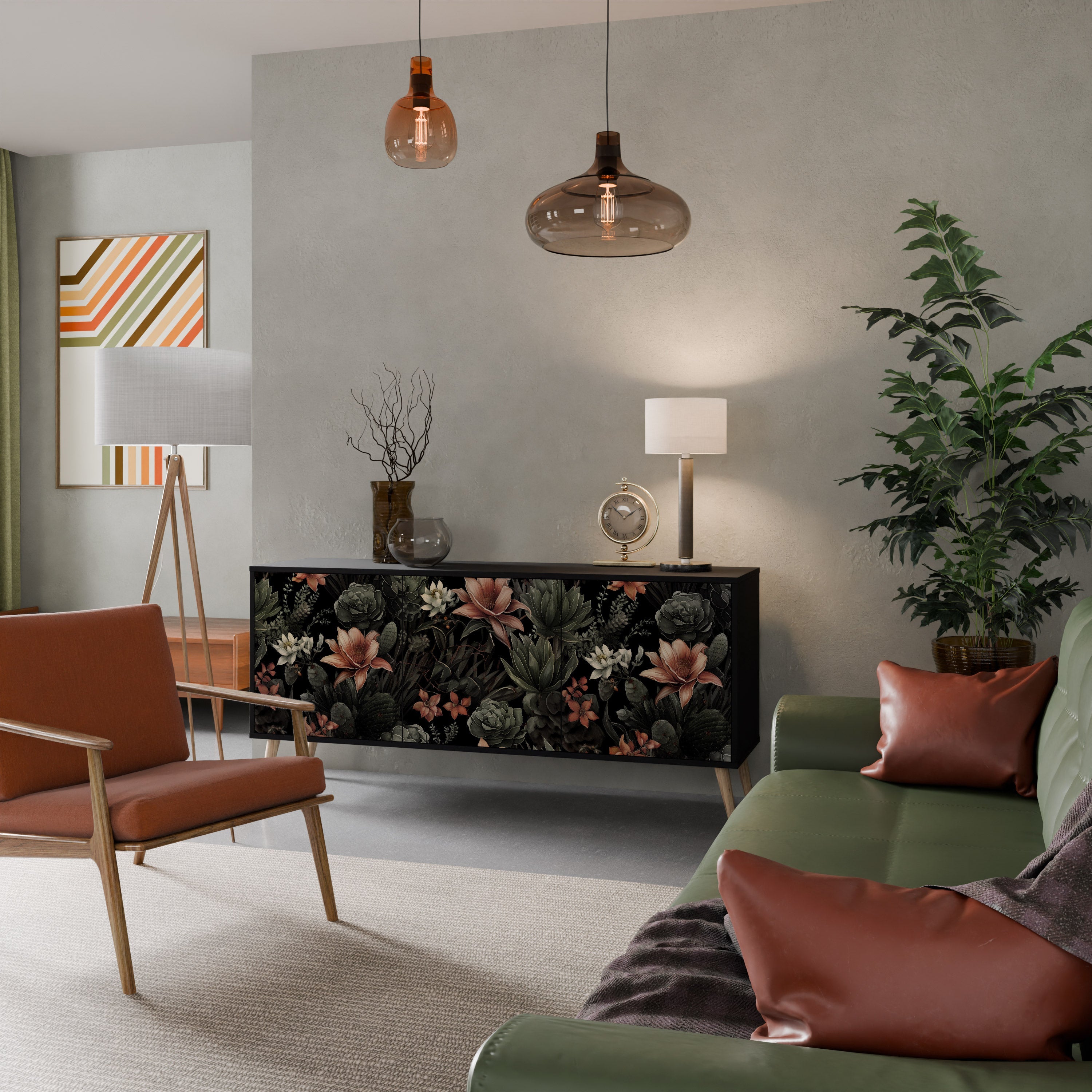 Buffet 3 portes SECRET VERDURE finition noire