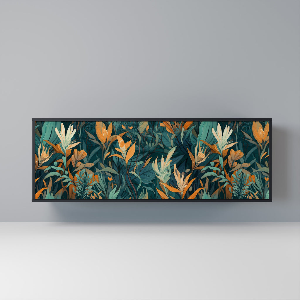 Buffet 3 portes FLORAL SERENITY finition noire