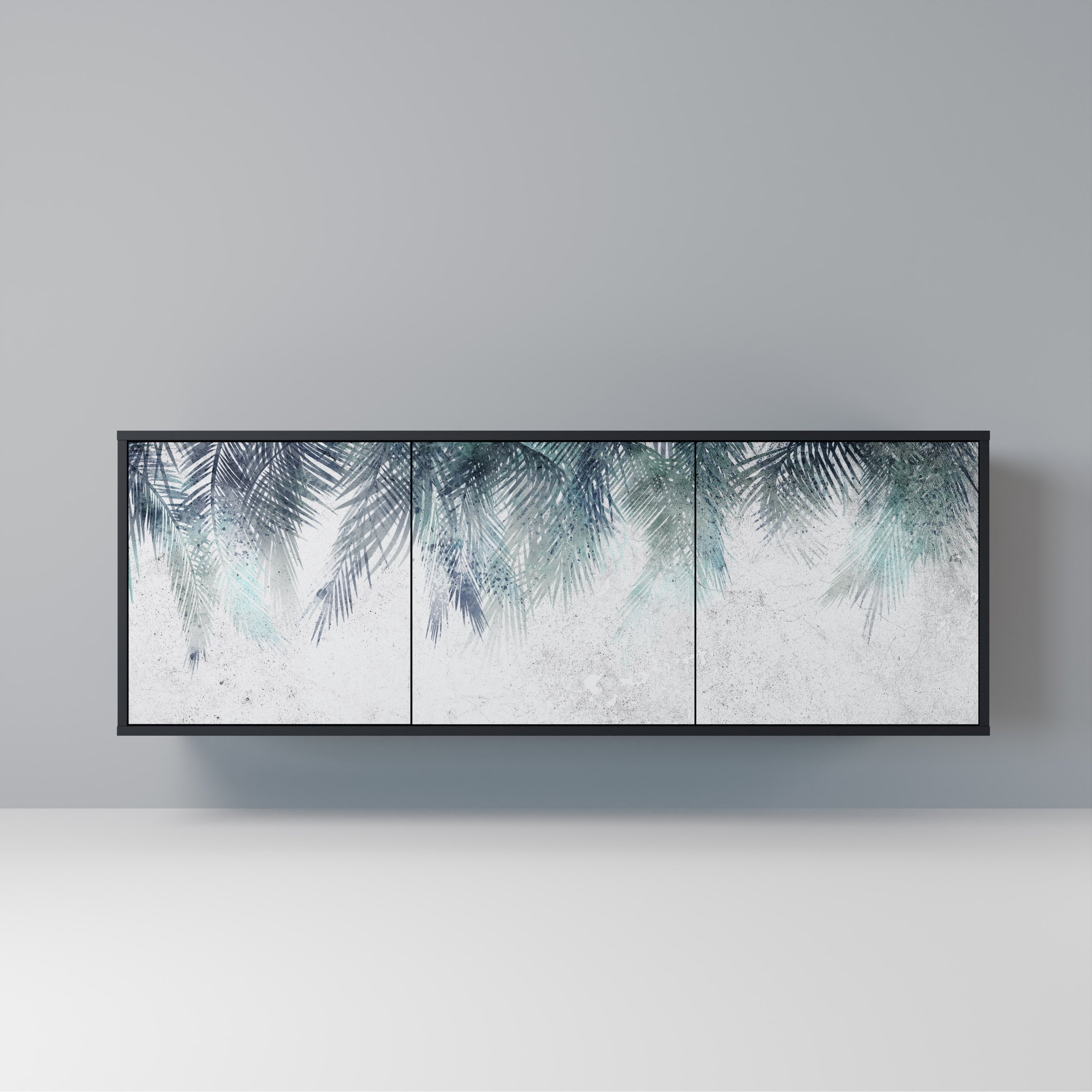 Buffet 3 portes PALM VEIL finition noire