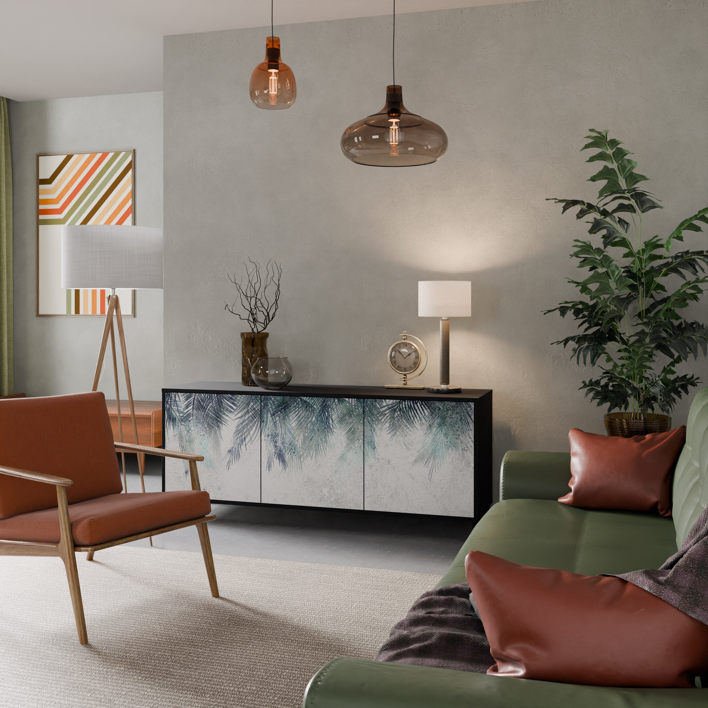 Buffet 3 portes PALM VEIL finition noire