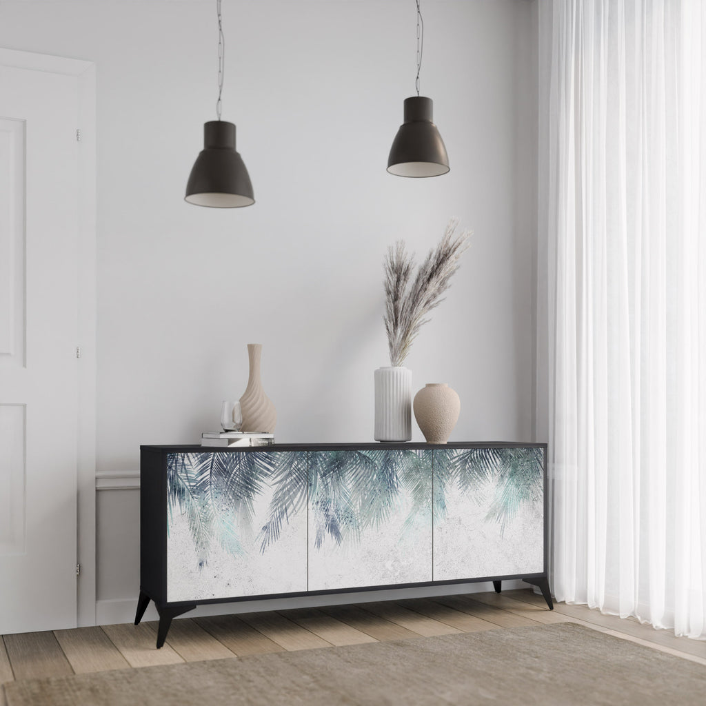 Buffet 3 portes PALM VEIL finition noire