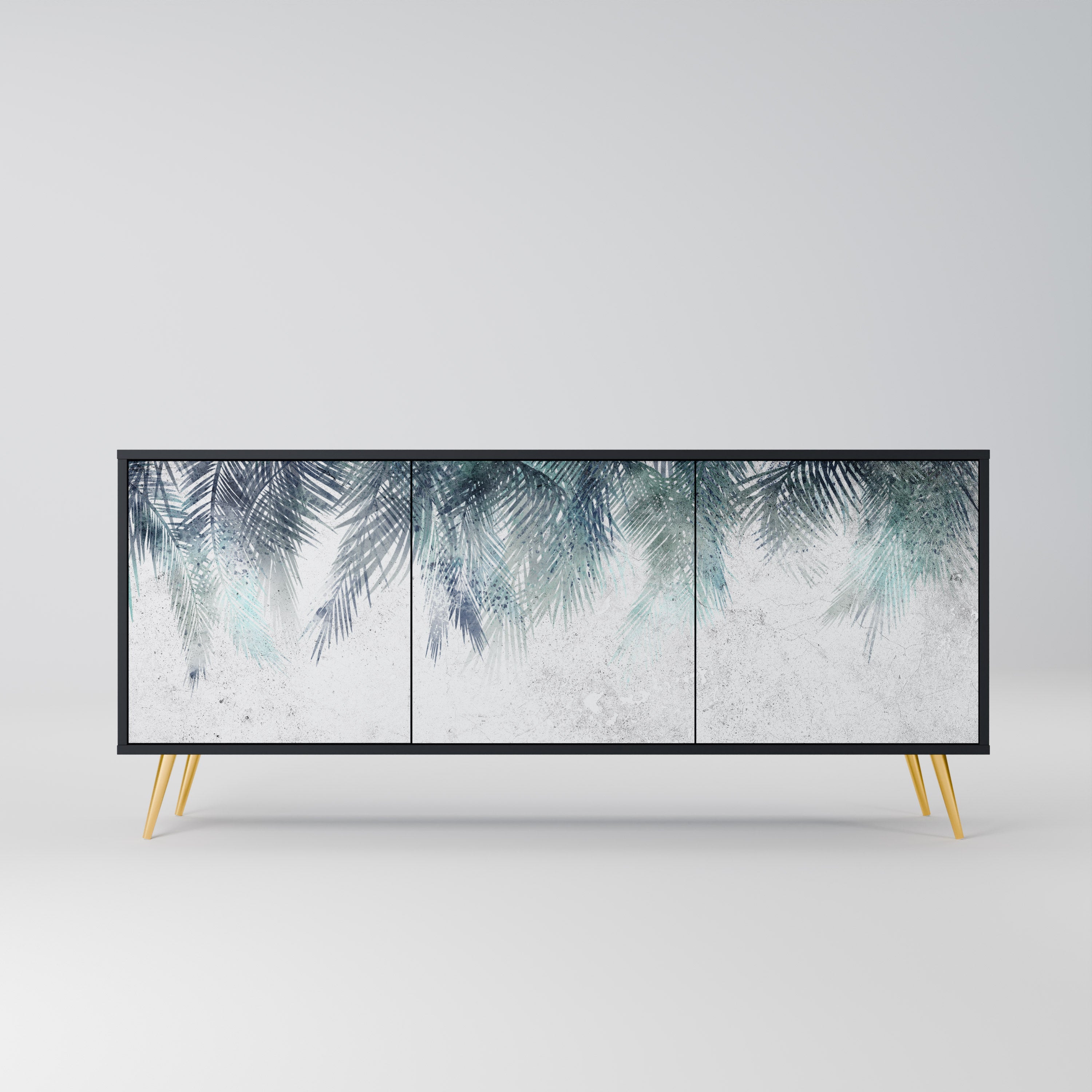 Buffet 3 portes PALM VEIL finition noire