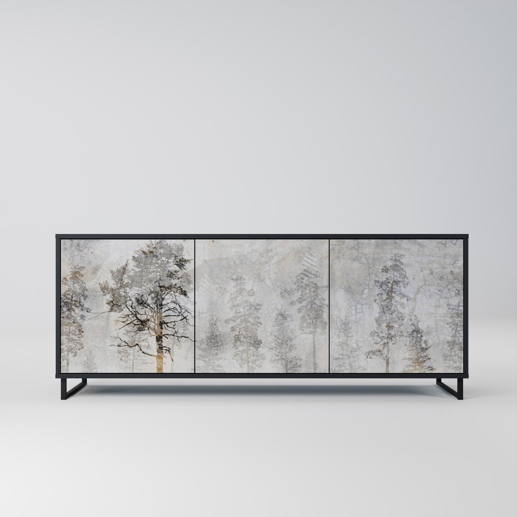 Buffet 3 portes FADE IN THE TREES en finition noire