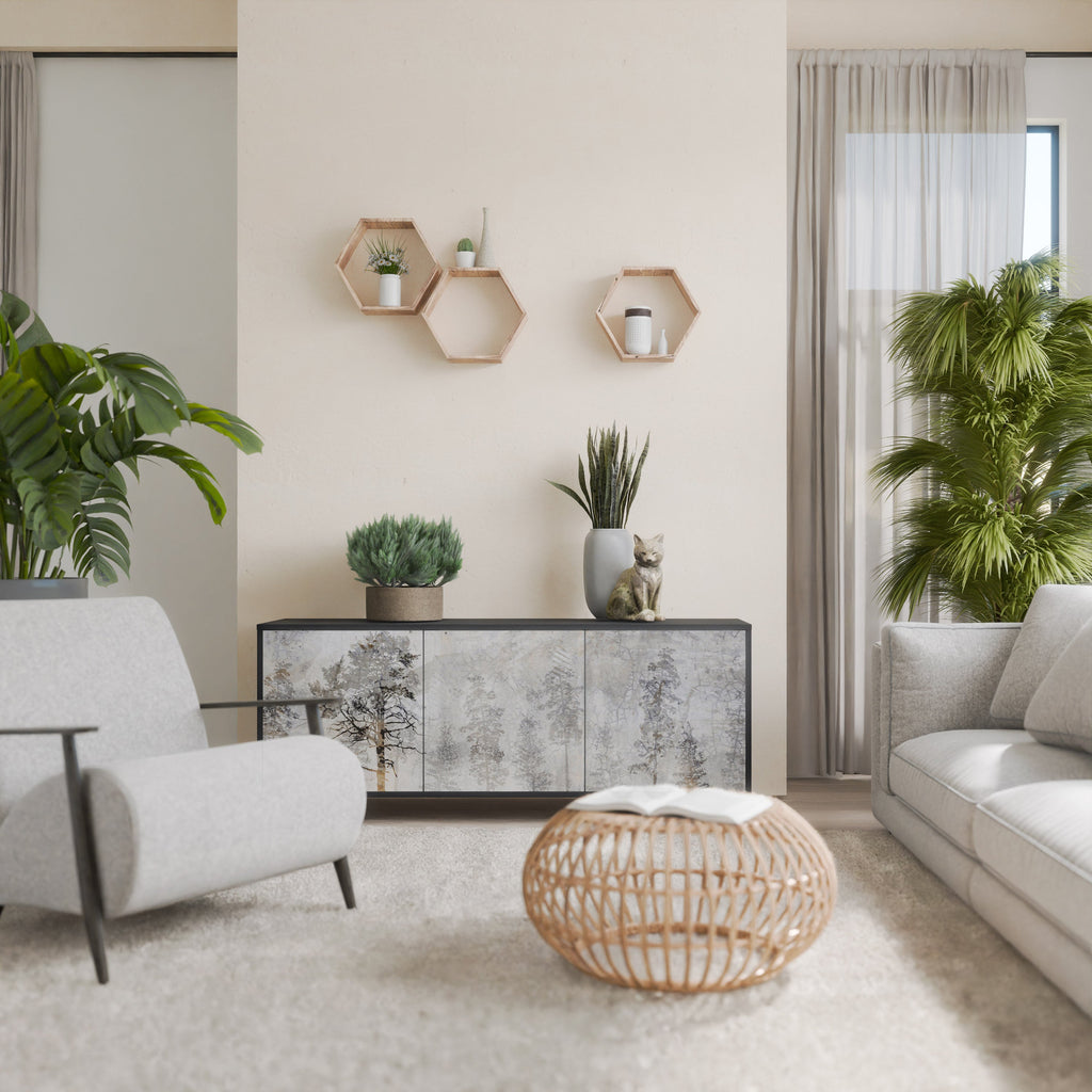 Buffet 3 portes FADE IN THE TREES en finition noire