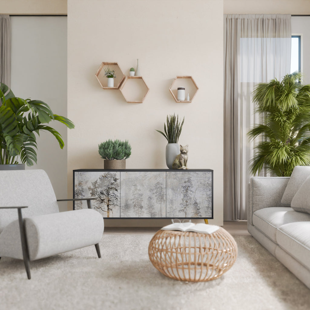 Buffet 3 portes FADE IN THE TREES en finition noire