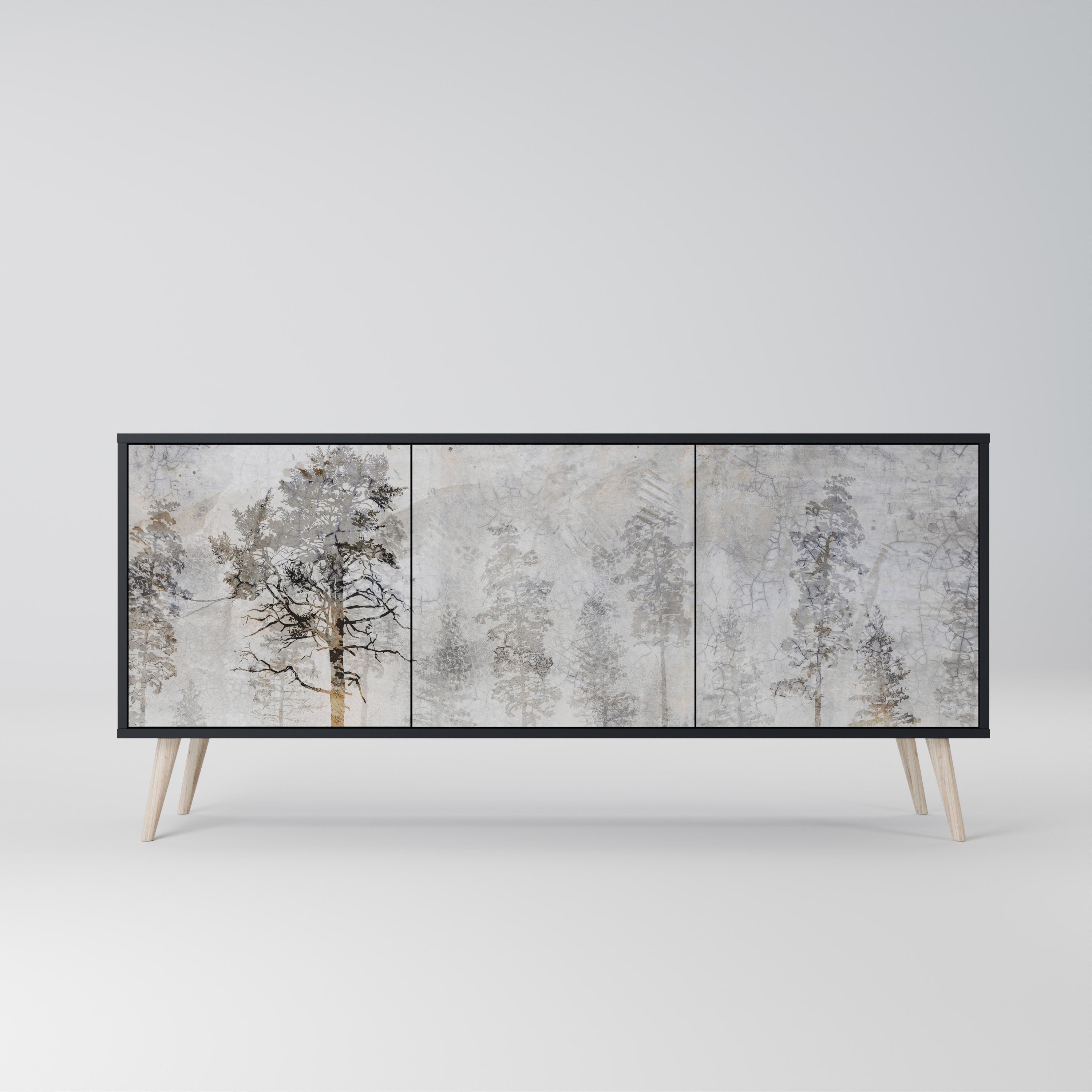 Buffet 3 portes FADE IN THE TREES en finition noire