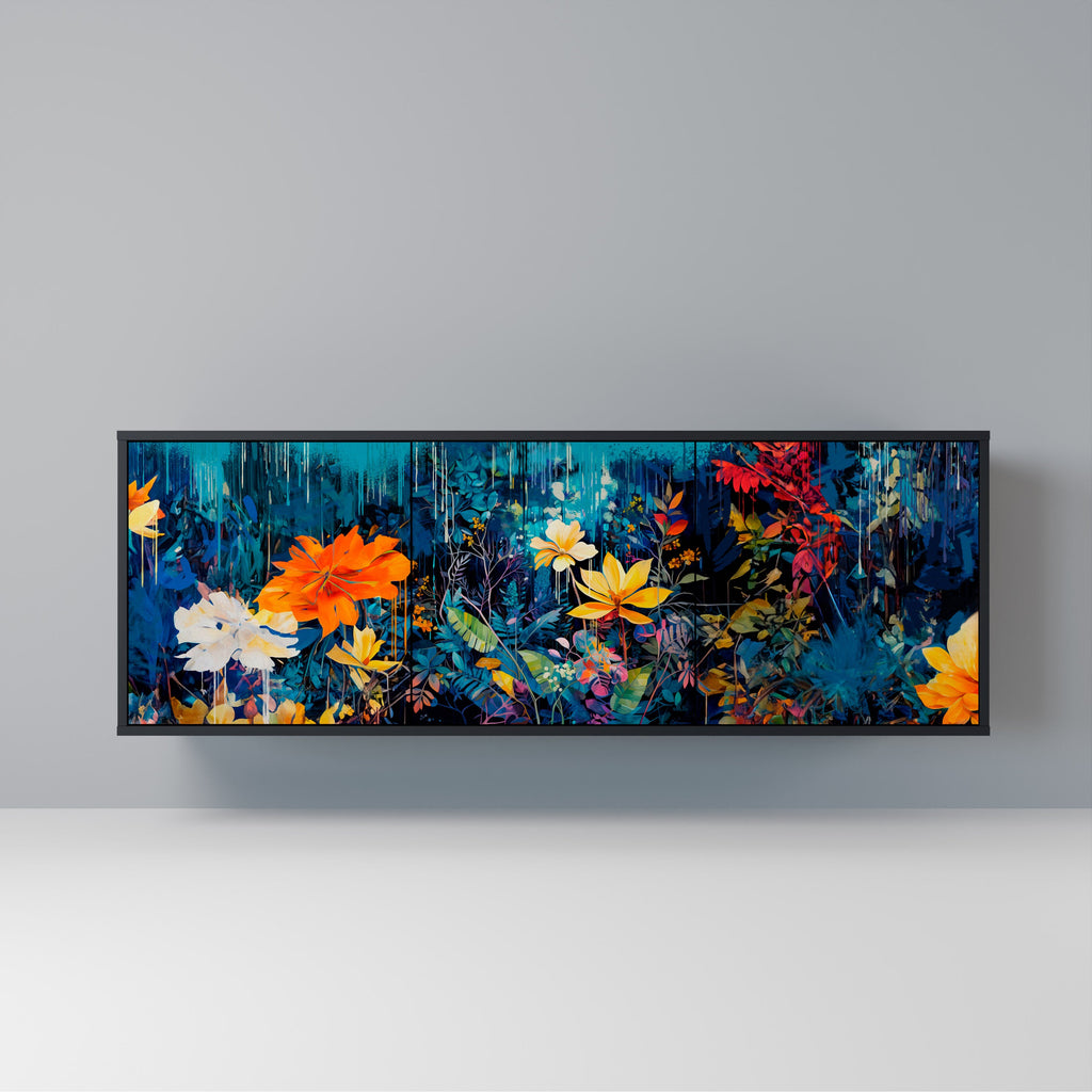 Buffet 3 portes MIDNIGHT BLOSSOM finition noire