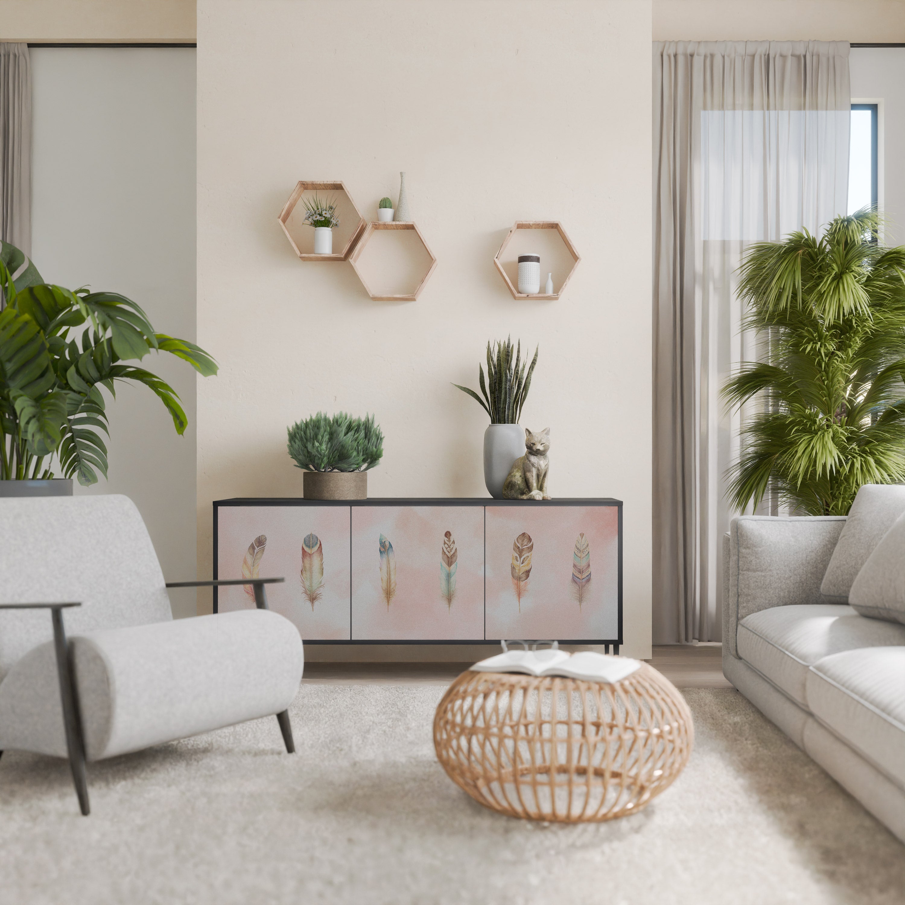 Buffet 3 portes DELIQUESCE en finition noire