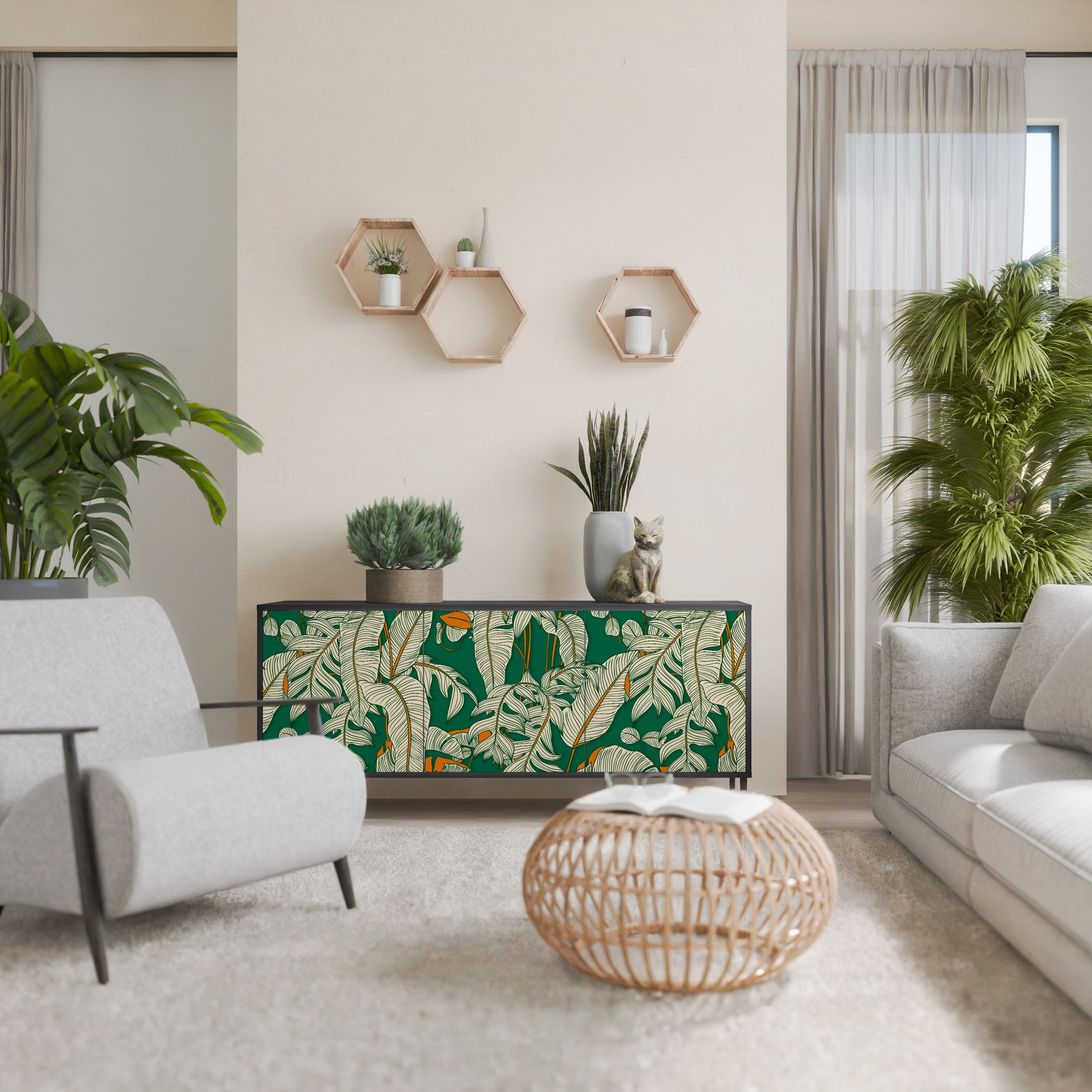 Buffet 3 portes VERDANT PLEASURES finition noire