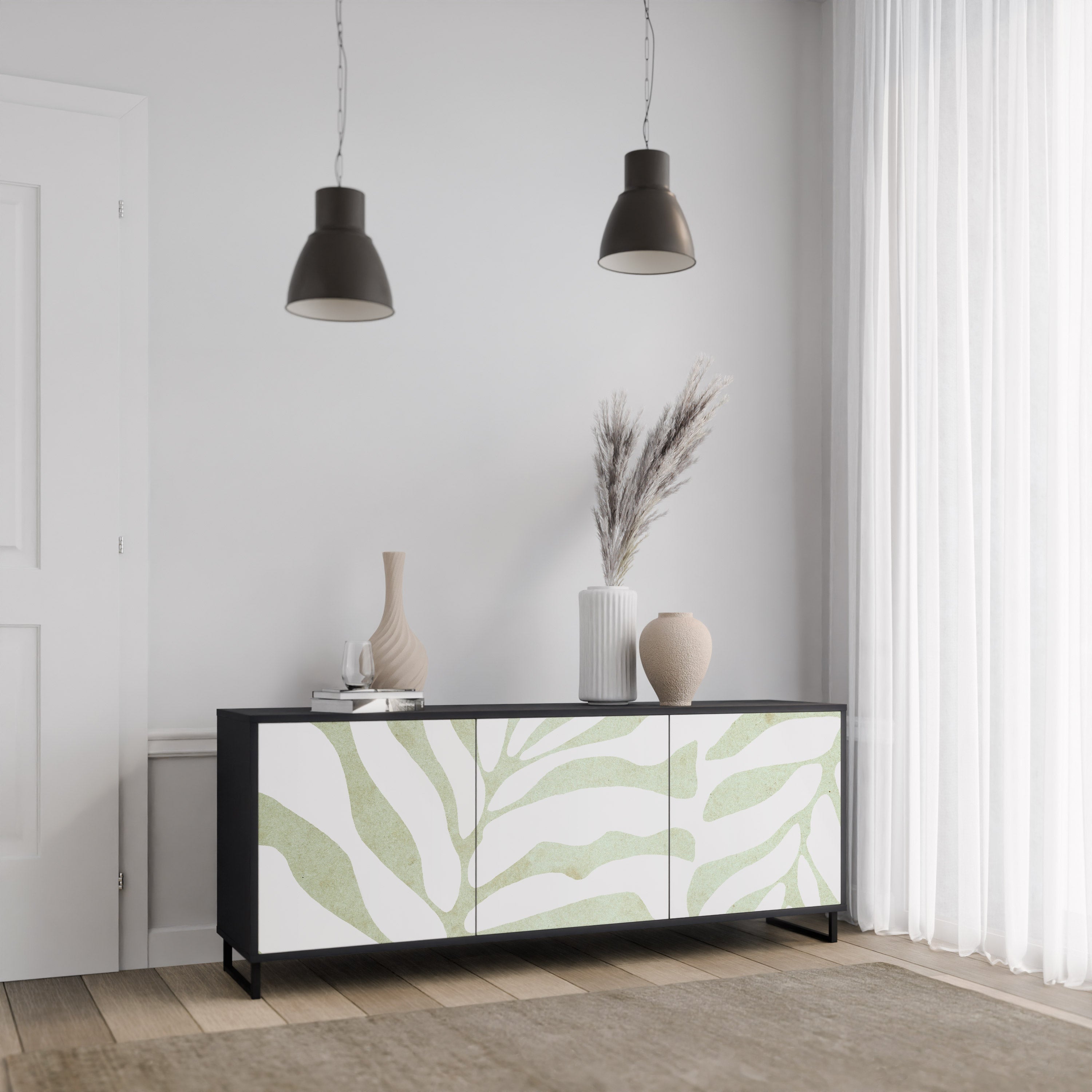 Buffet 3 portes BOTANICAL SPARK finition noire
