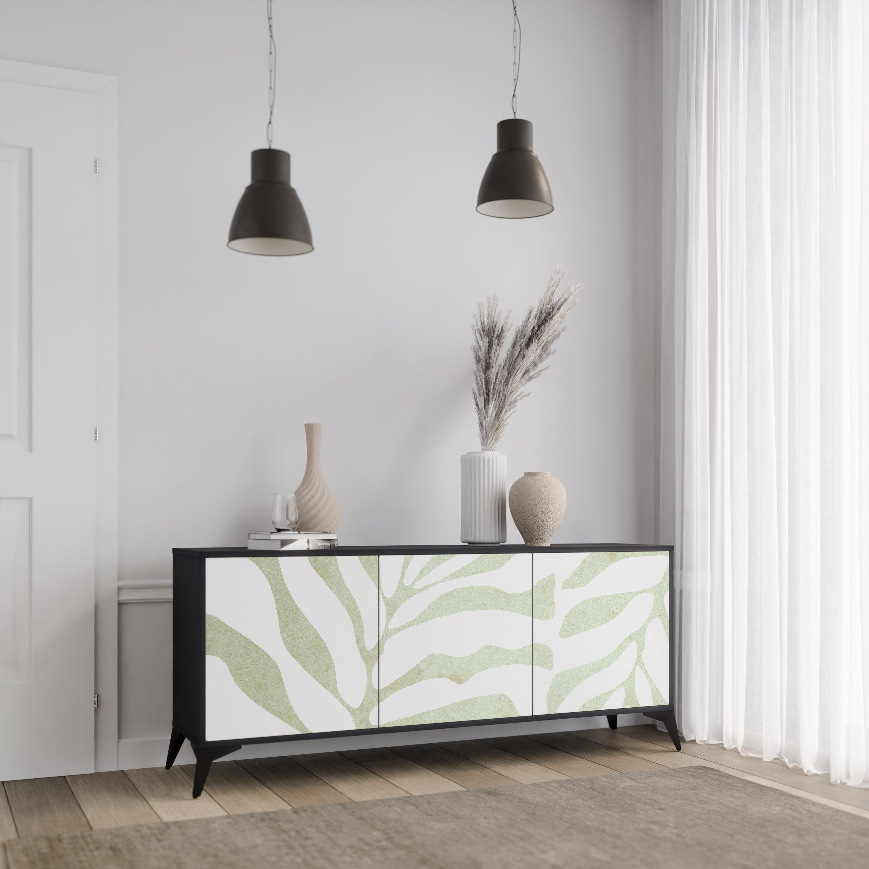 Buffet 3 portes BOTANICAL SPARK finition noire